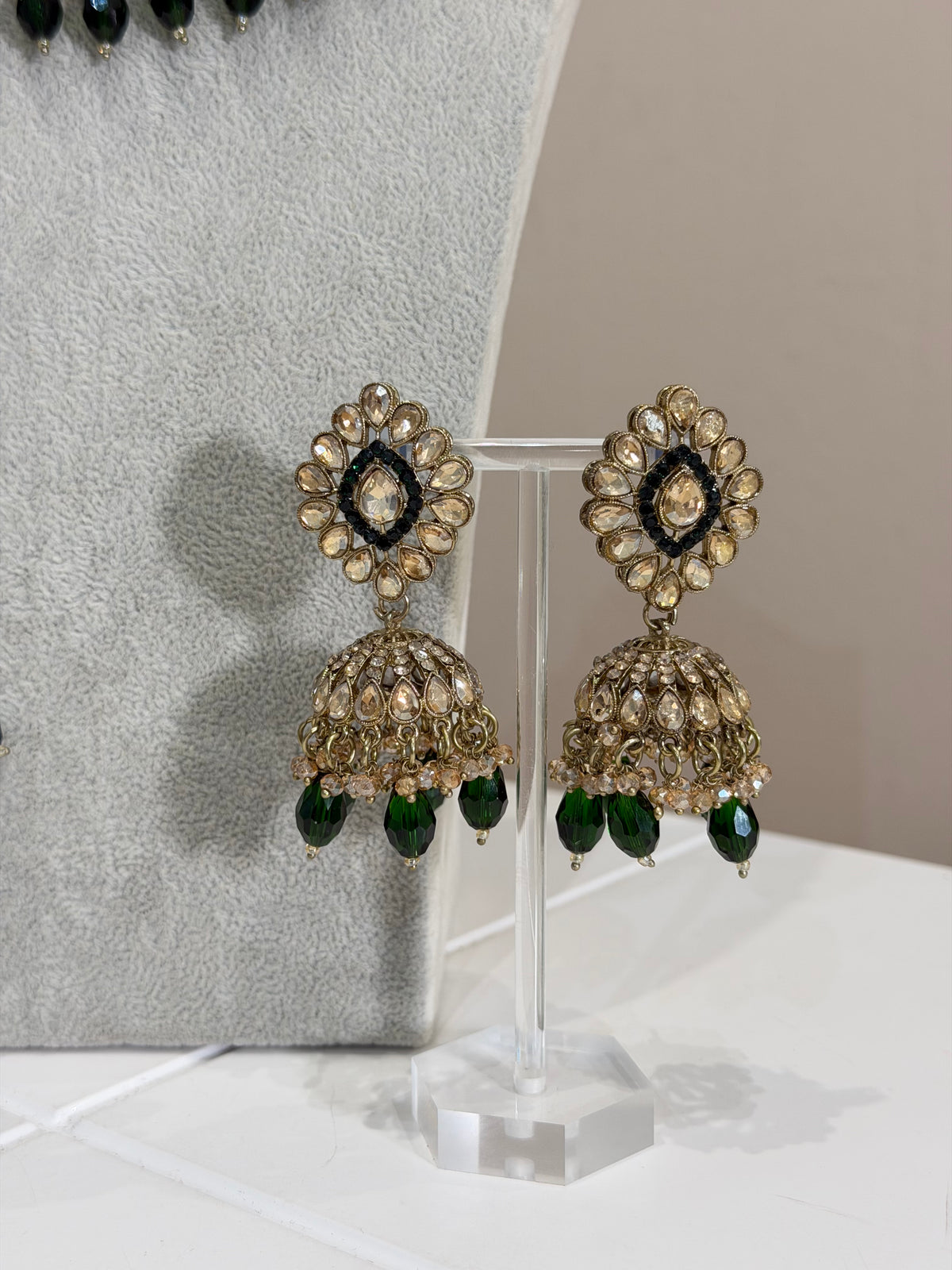 Dark Green / Gold Jewellery Set