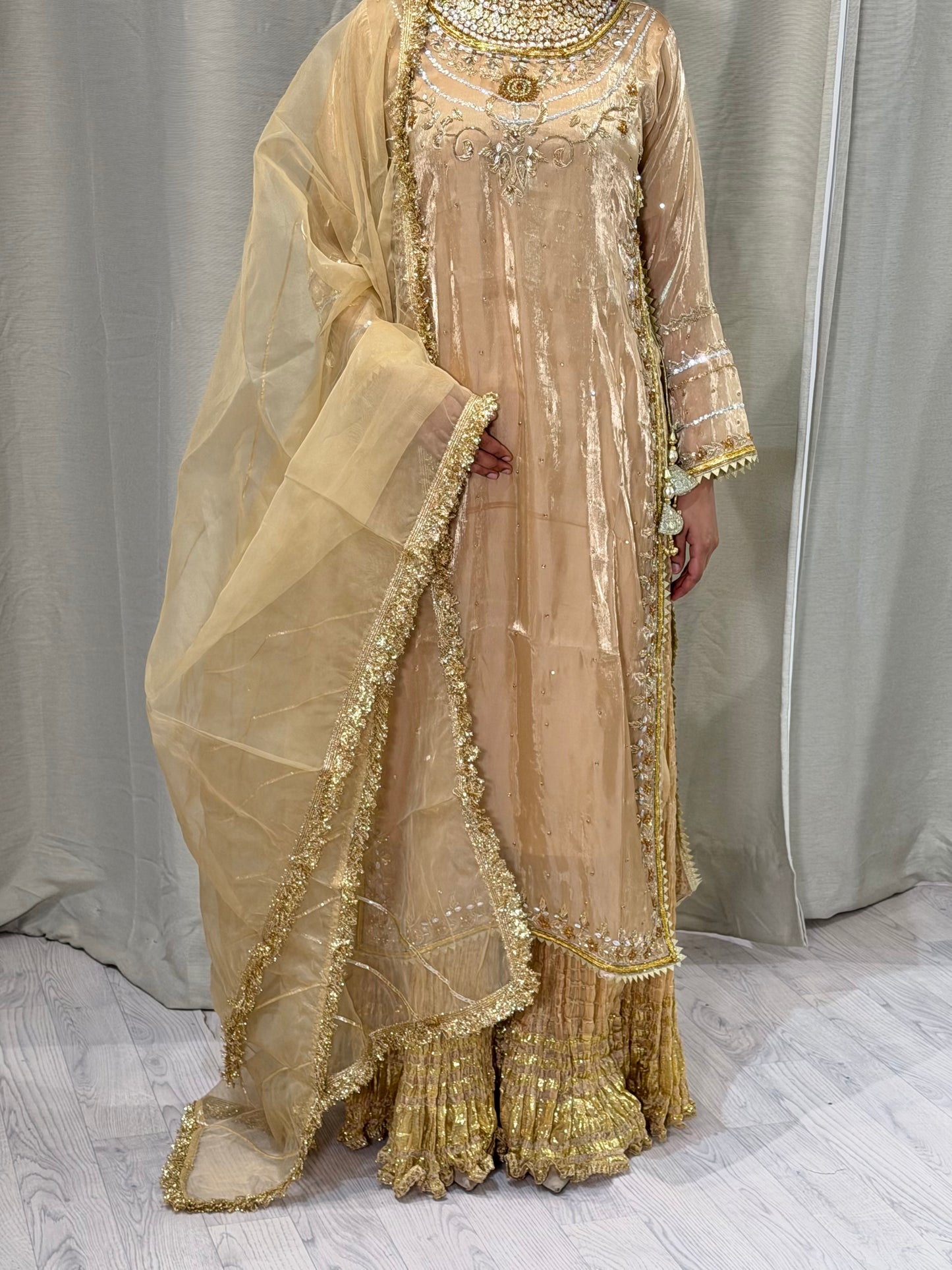 Soft Silk Gold Sharara