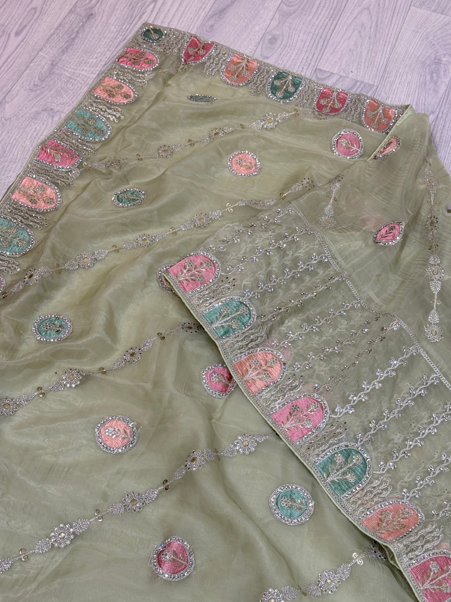 Avocado Green Saree