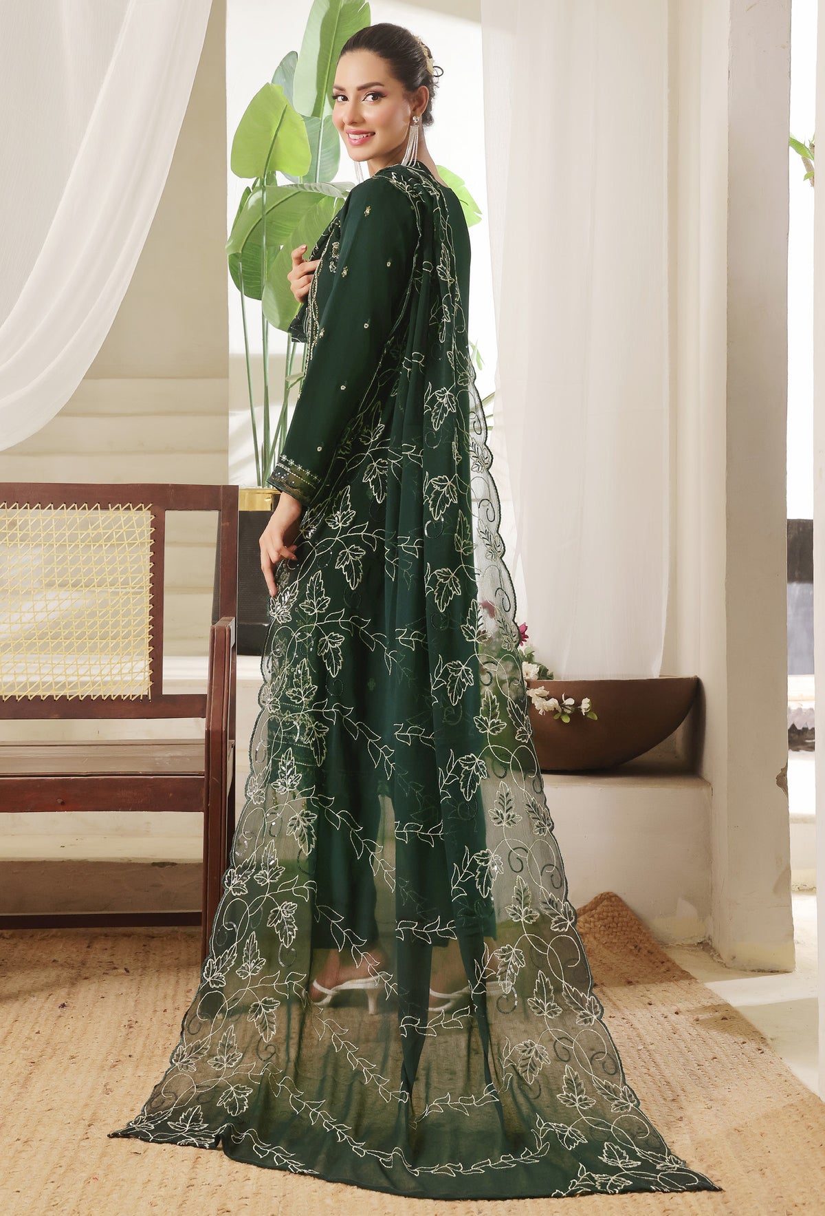 Bin Hameed Chiffon Suits- Grün-B2