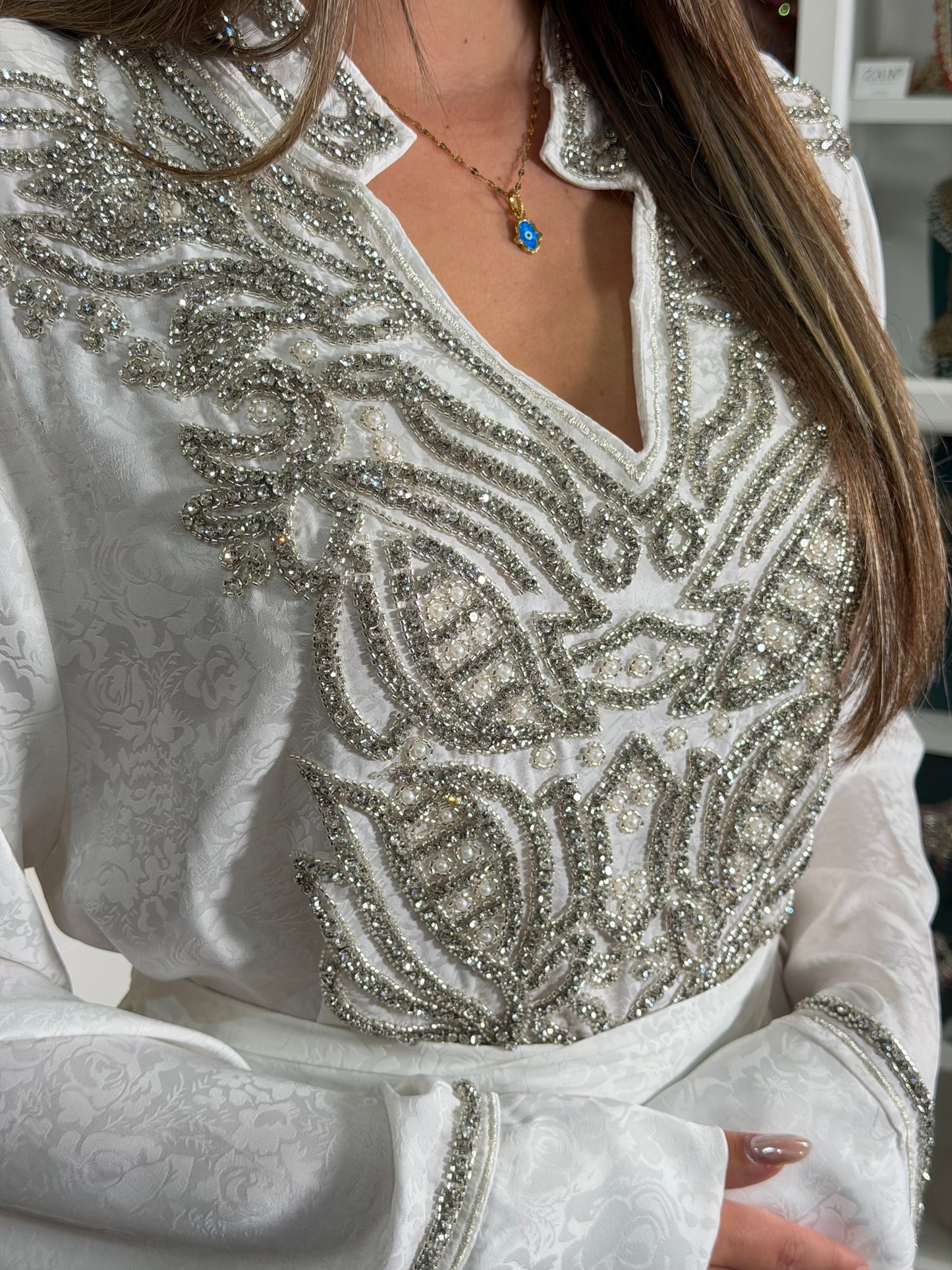 white Kaftan + Strass
