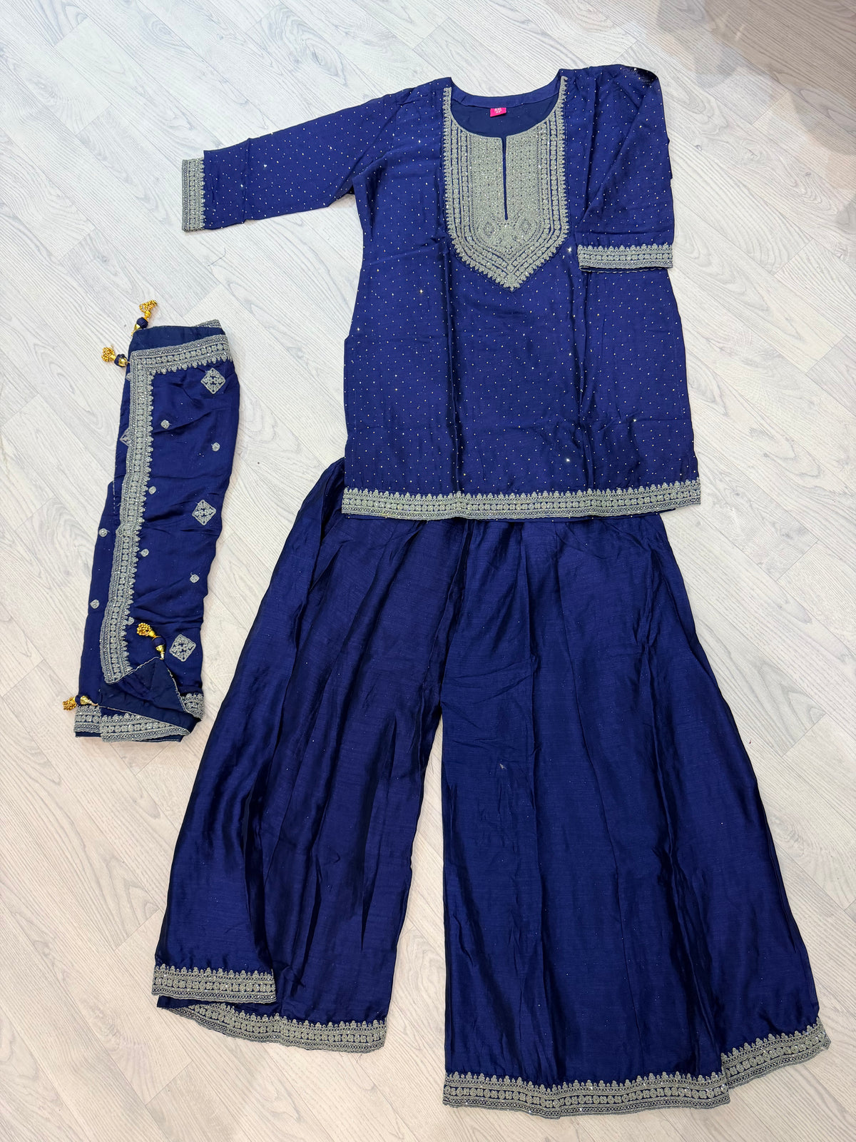 Plus Size Sharara Set (3-teilig)- Navy
