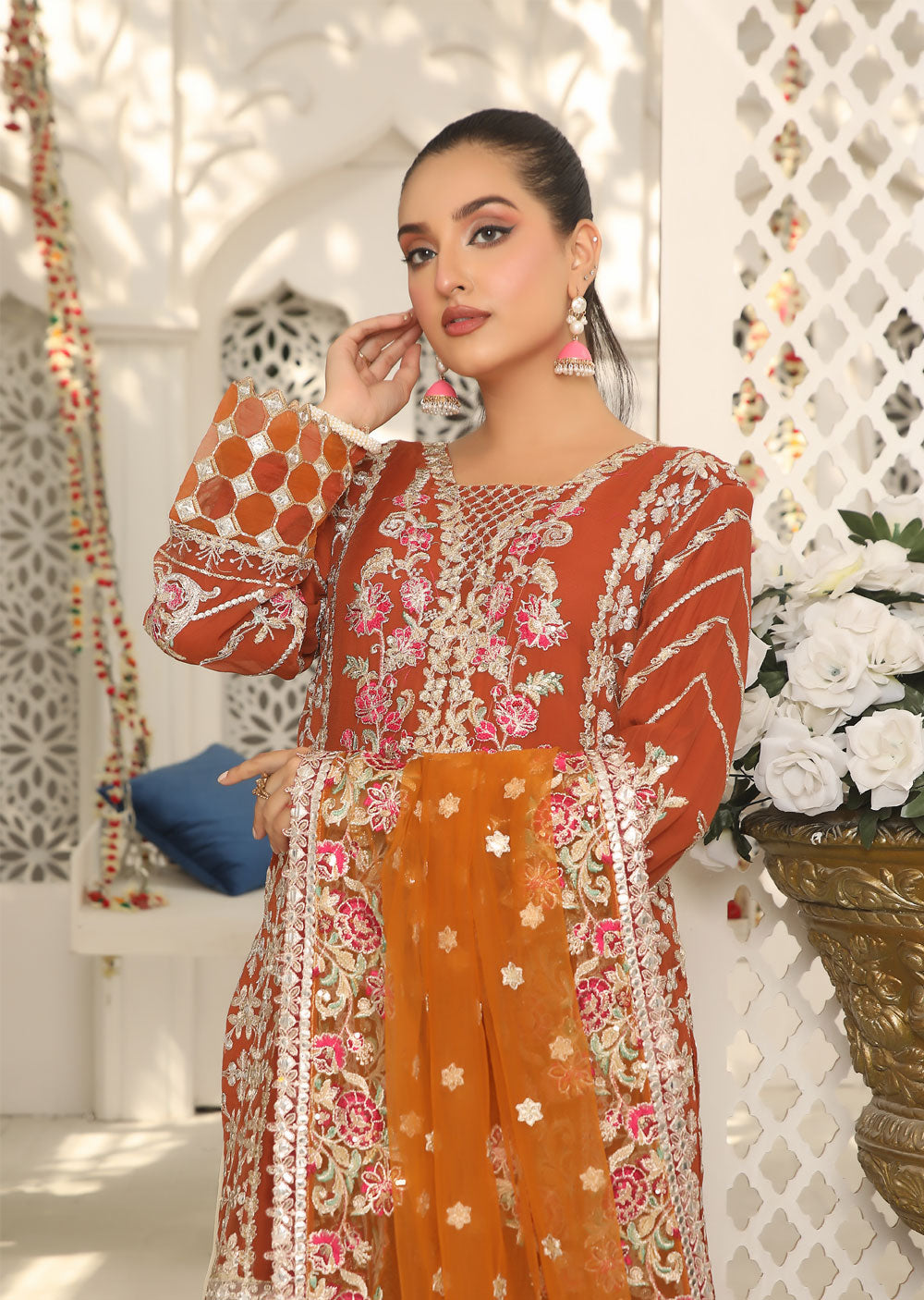 Rust Orange Gharara Suit
