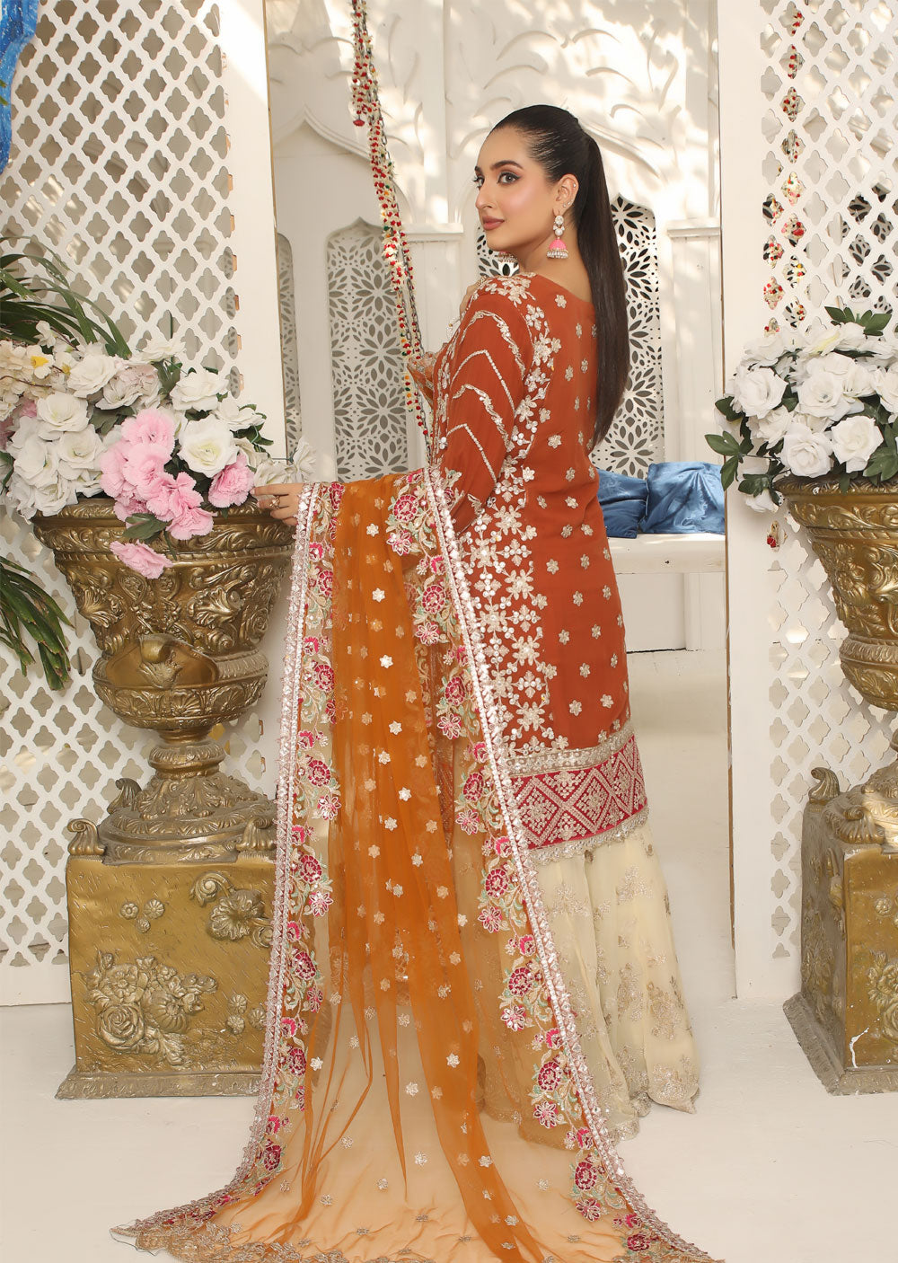 Rust Orange Gharara Suit