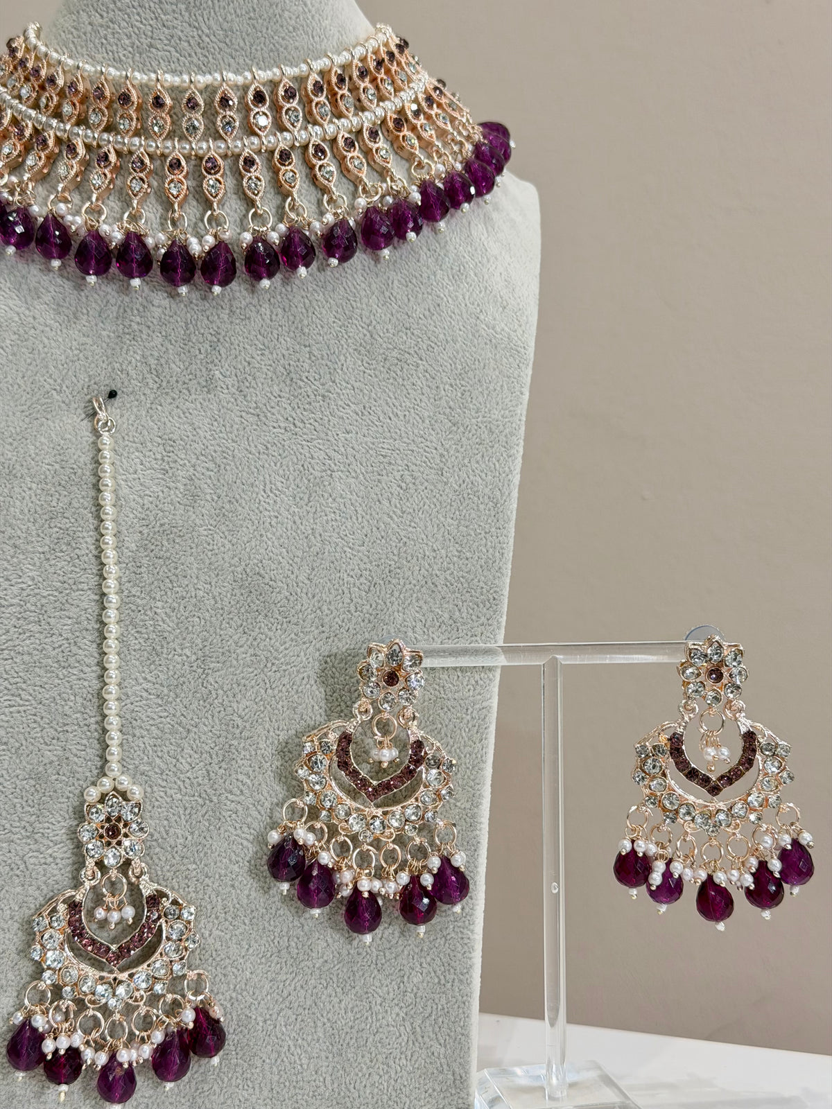 Purple / Rosegold Jewellery Set