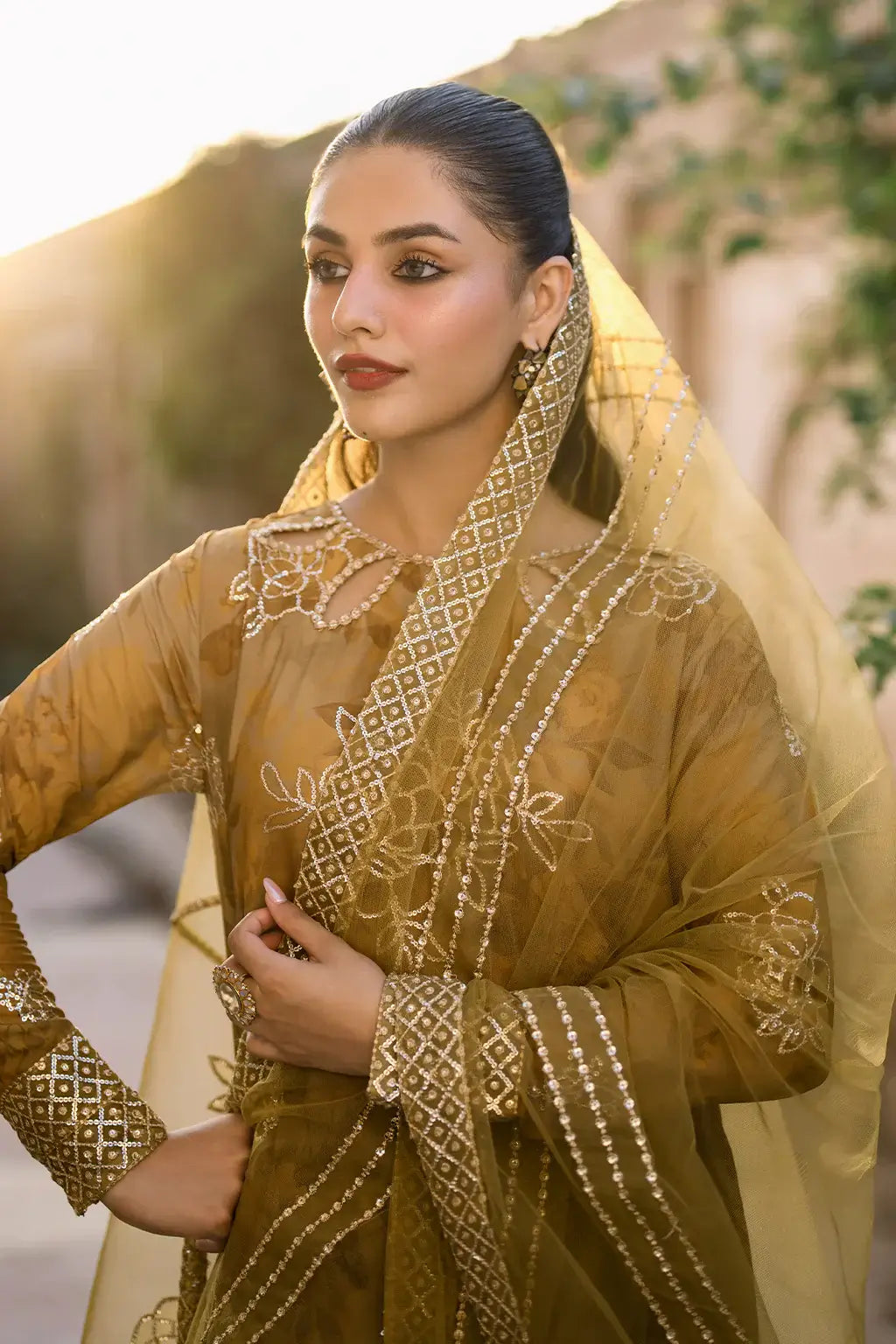 Mustard Bandhani Chiffon Collection by Iznik - Suit