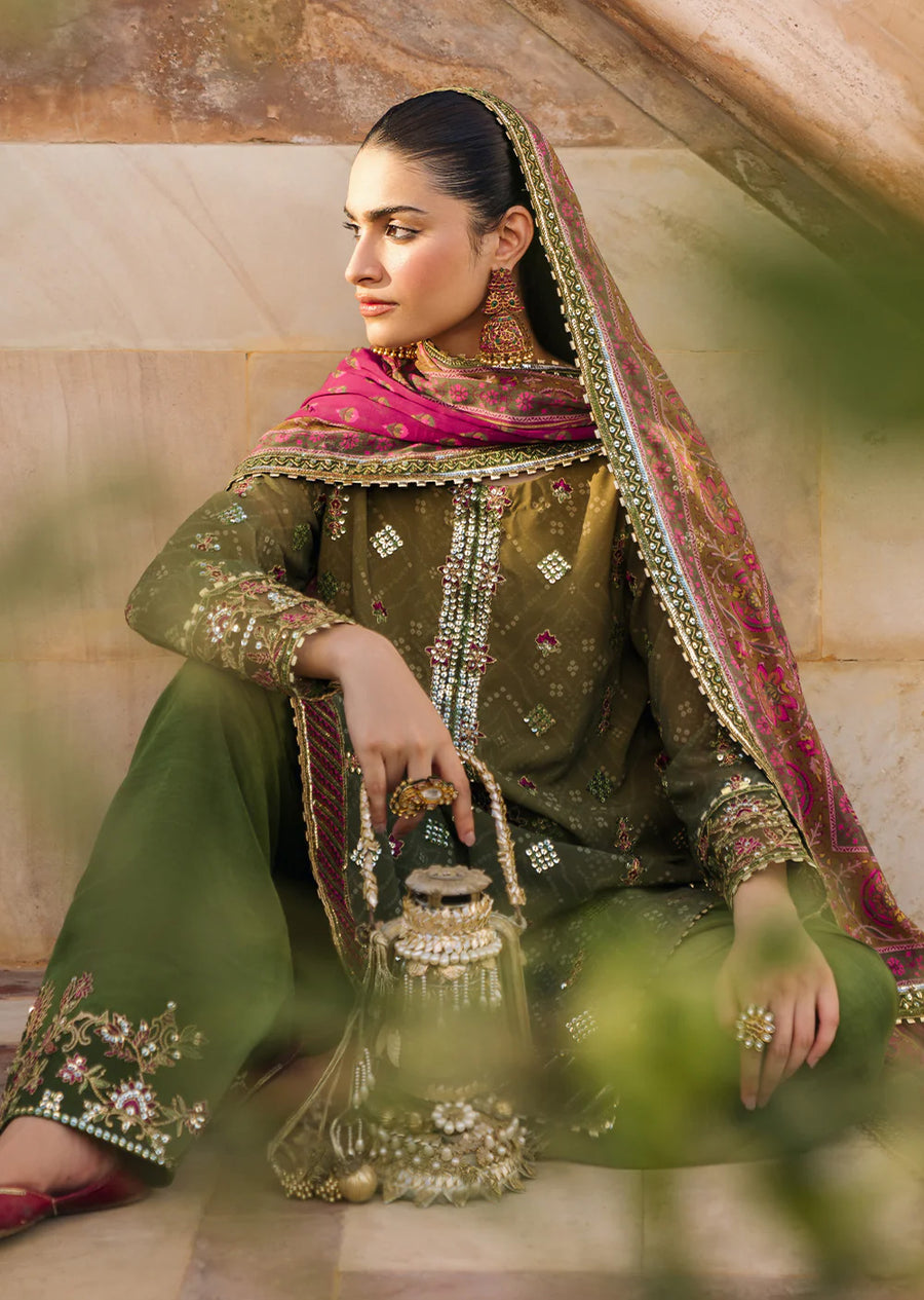 Green Bandhani Chiffon Collection by Iznik - Suit