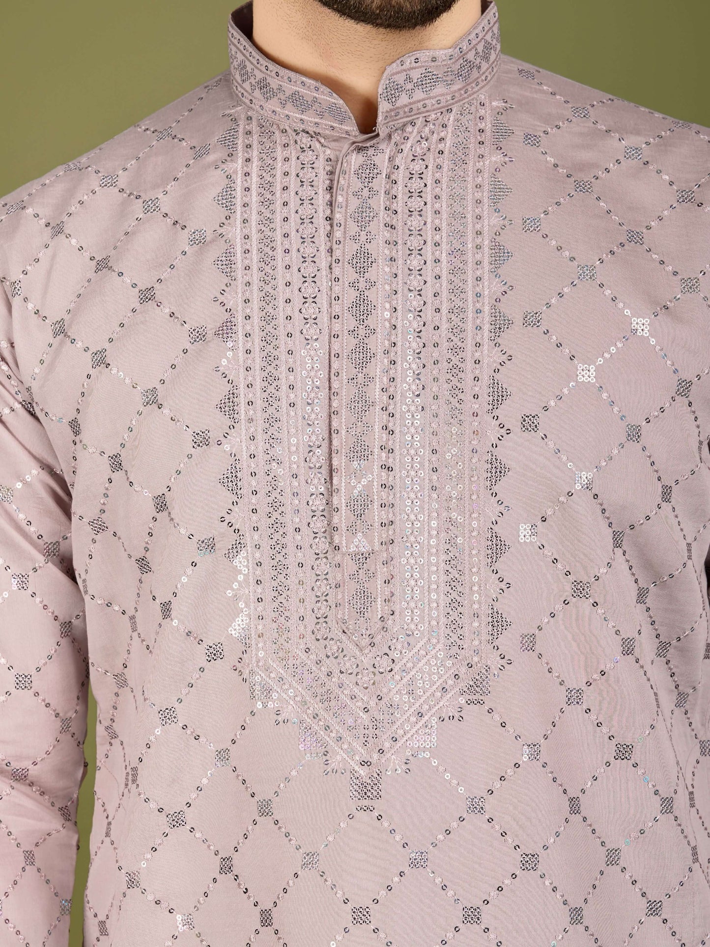 Men- Kurtha+shawl Dusty Pink