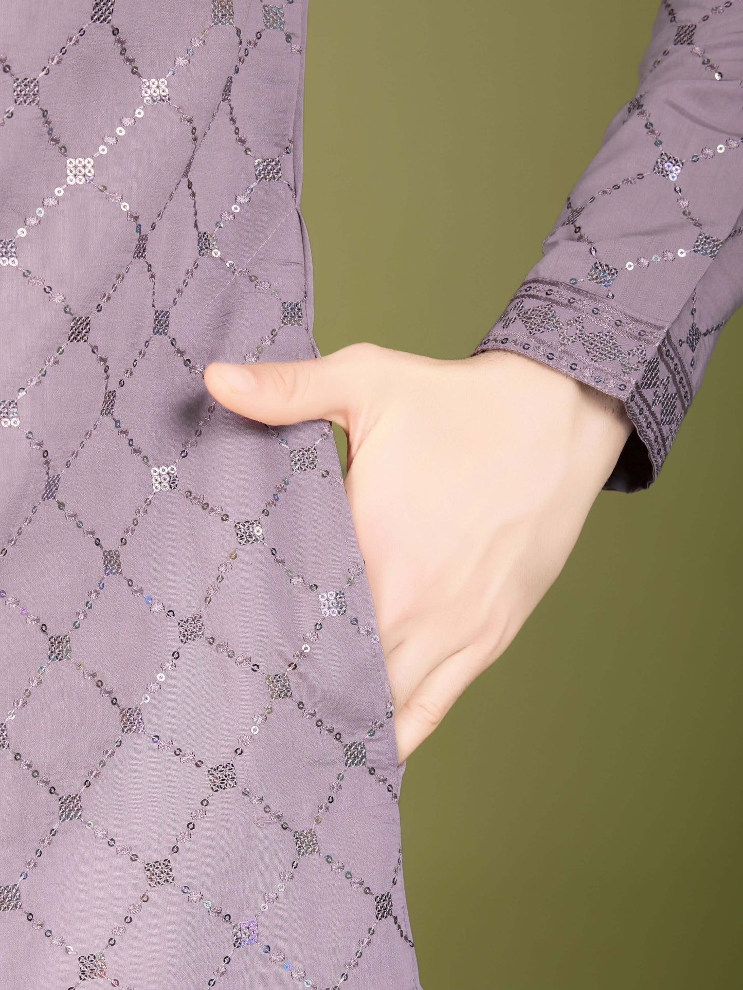 Men- Kurtha+shawl dusty peach