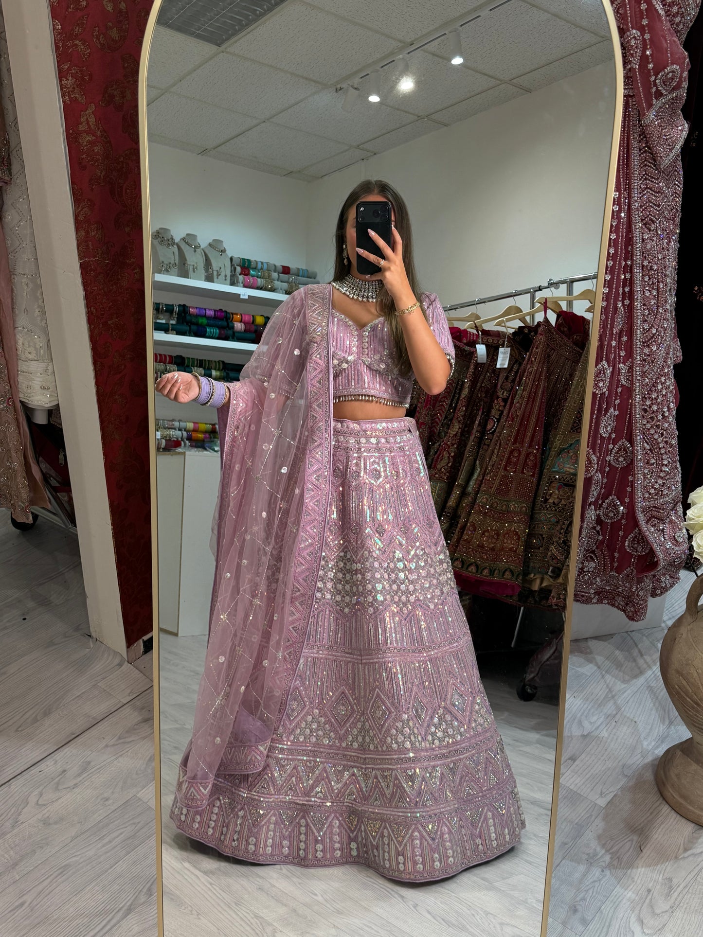 Lilac embroidered lehenga