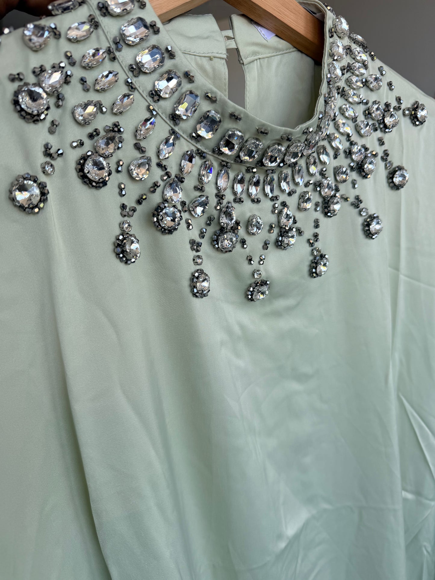 Mint green Kaftan + Strass