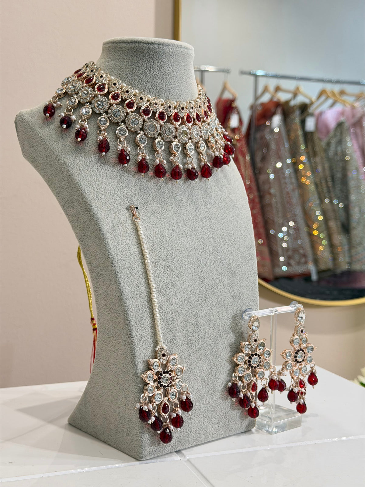 Maroon Rosegold Jewellery Set