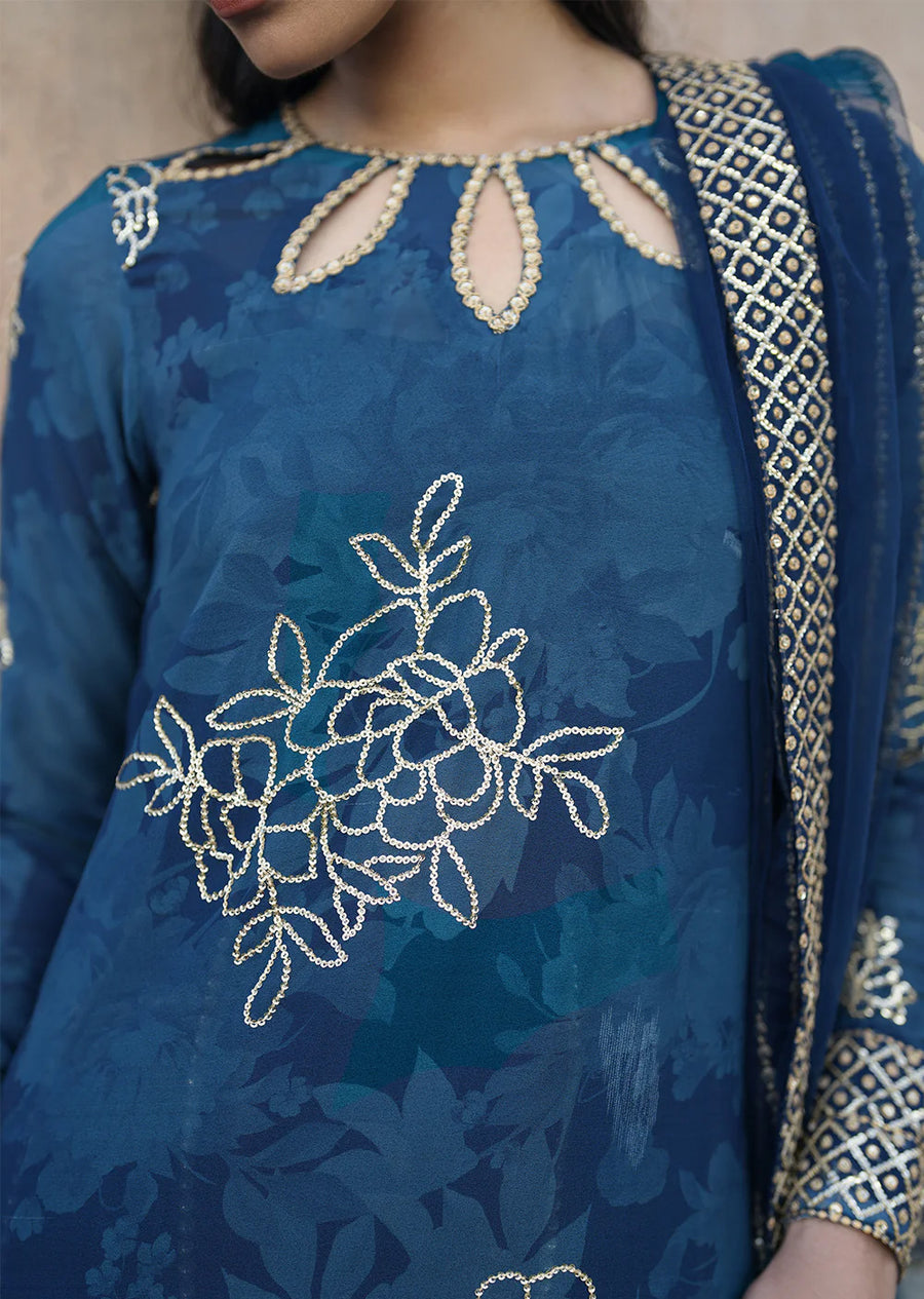 Blue Bandhani Chiffon Collection by Iznik - Suit