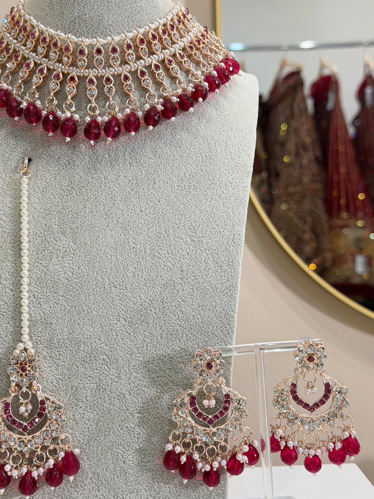 Rani Pink / Rosegold Jewellery Set