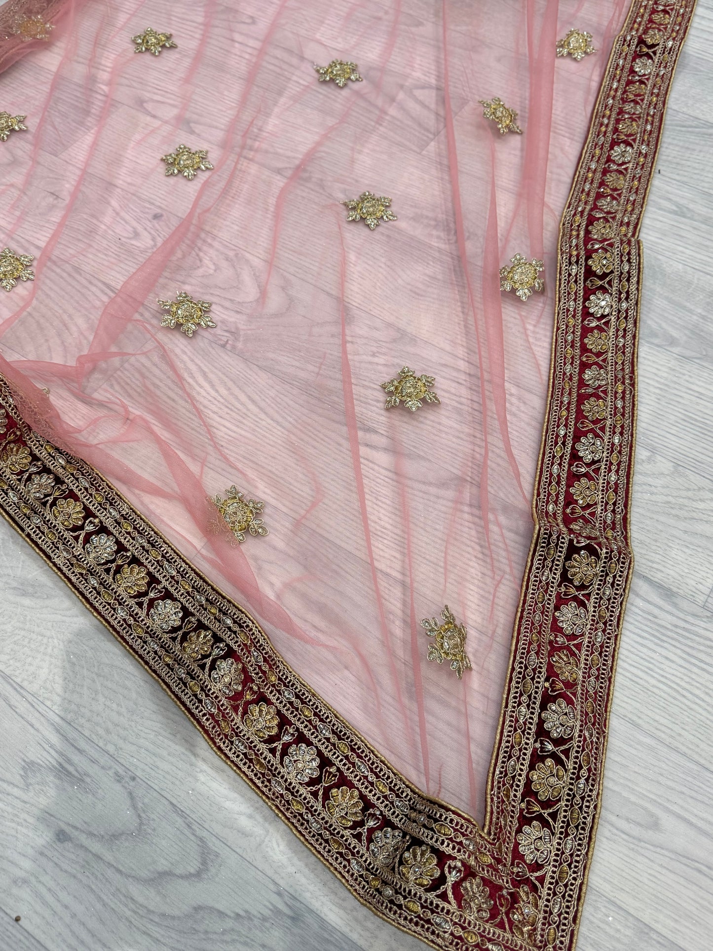 Pink Net Dupatta