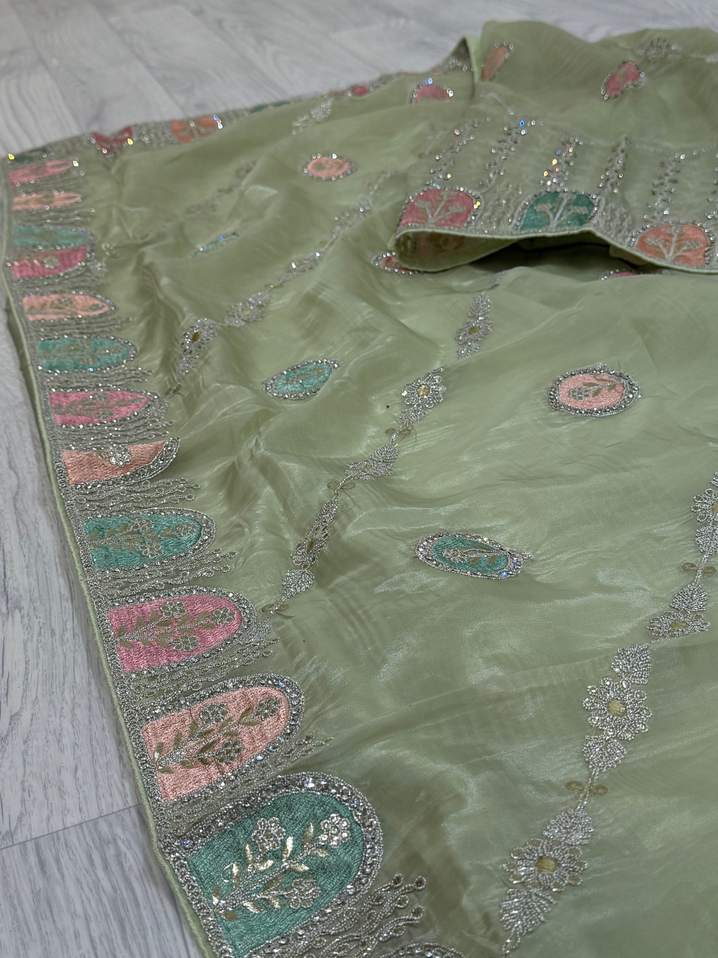 Avocado Green Saree