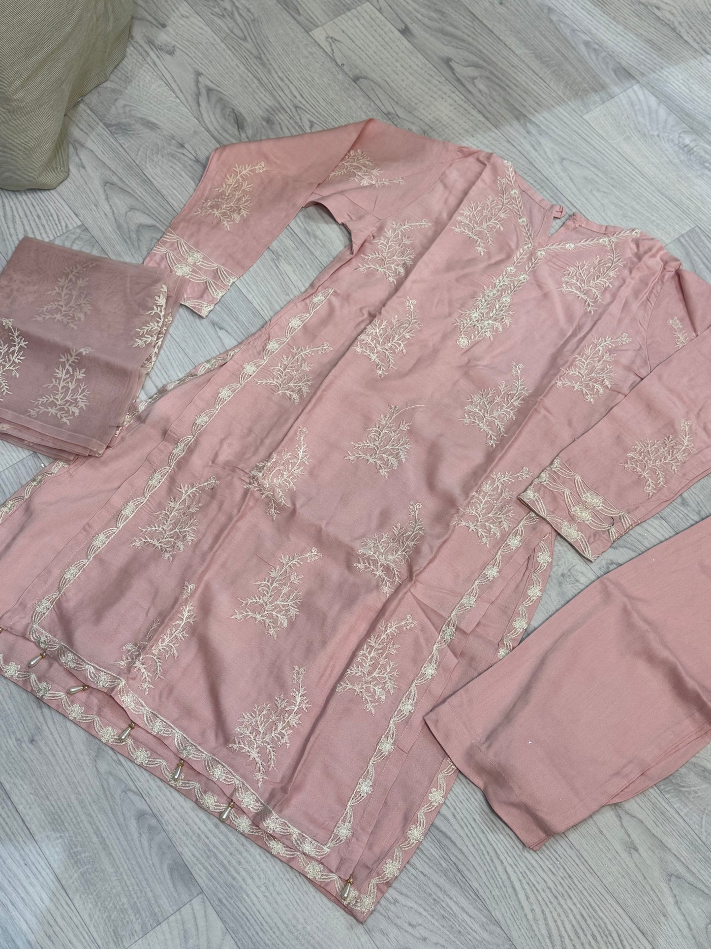 Kids Pink Linen Double Layer Suit