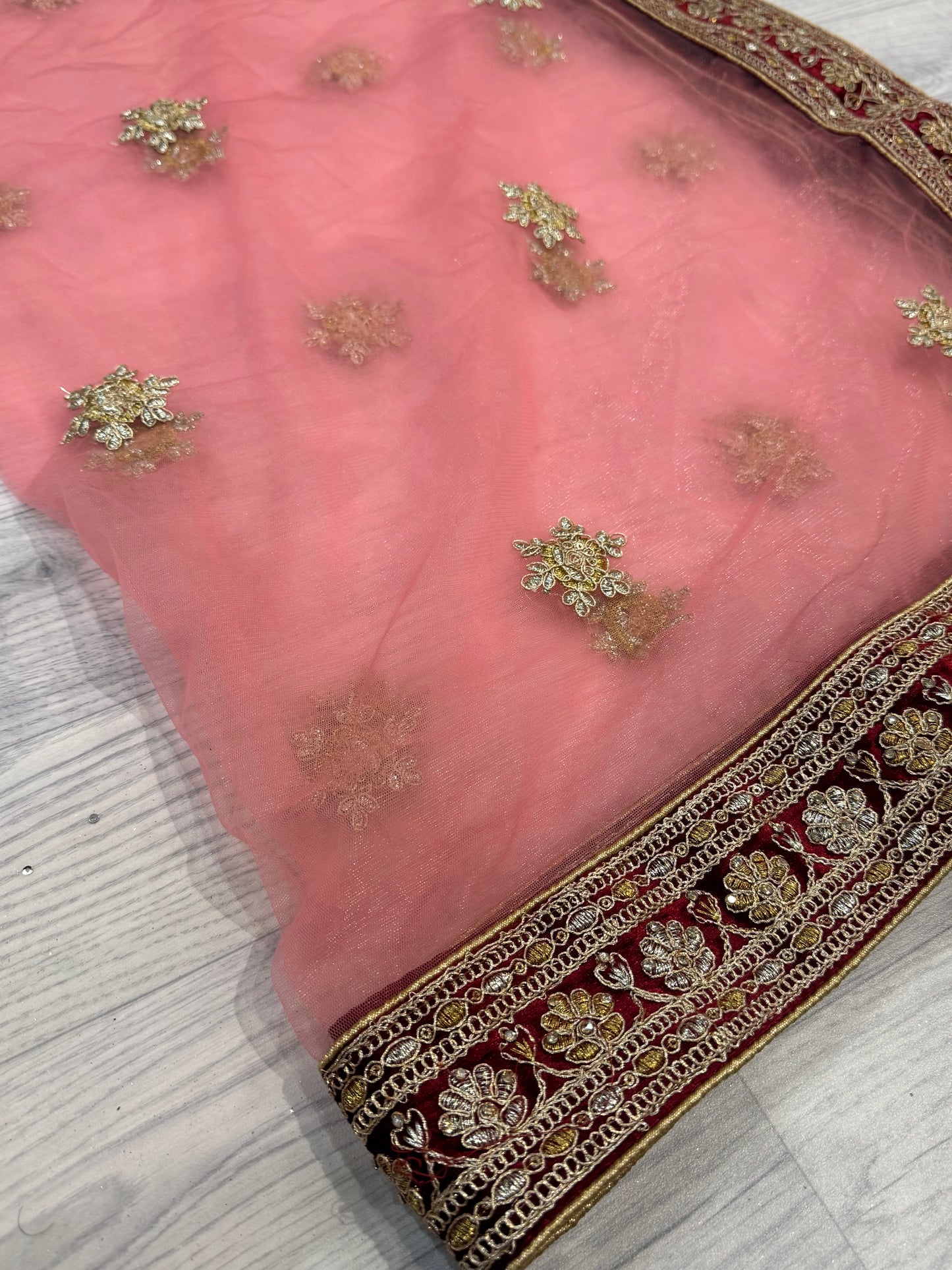 Pink Net Dupatta