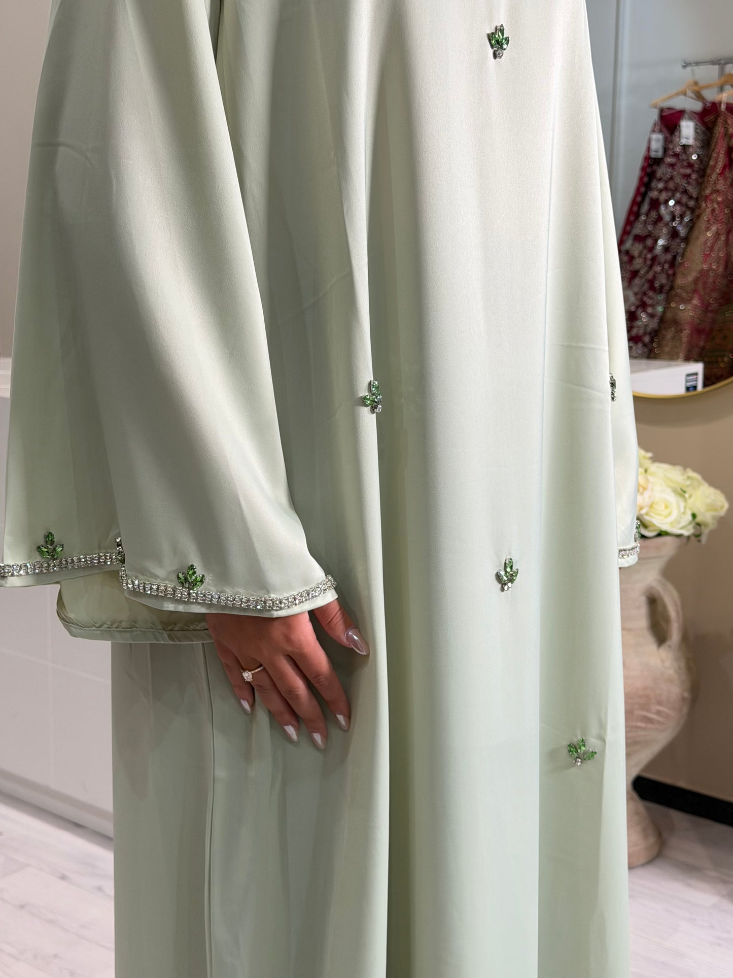 Avocado green Kaftan + Strass