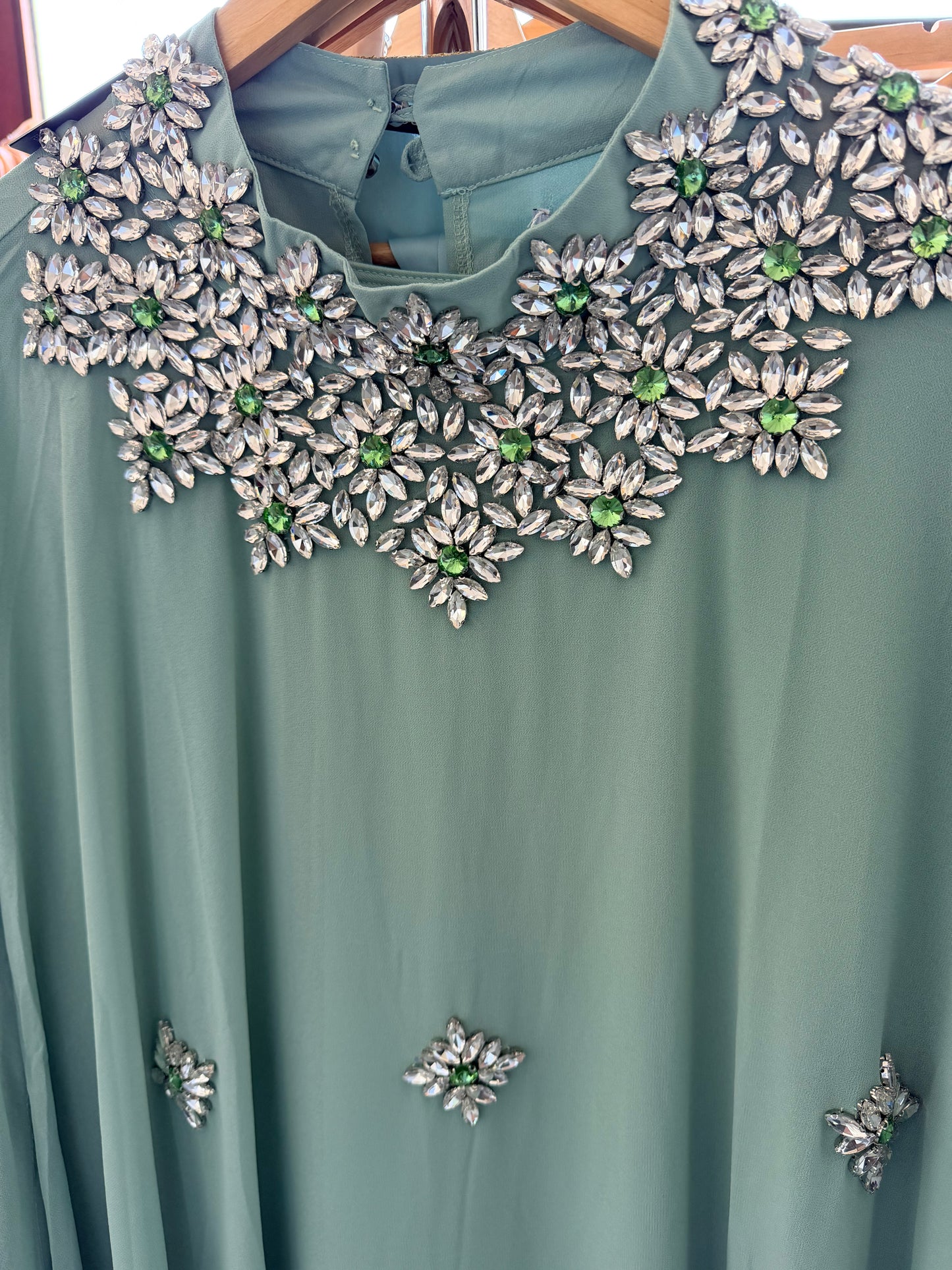 Pista green Kaftan + Strass