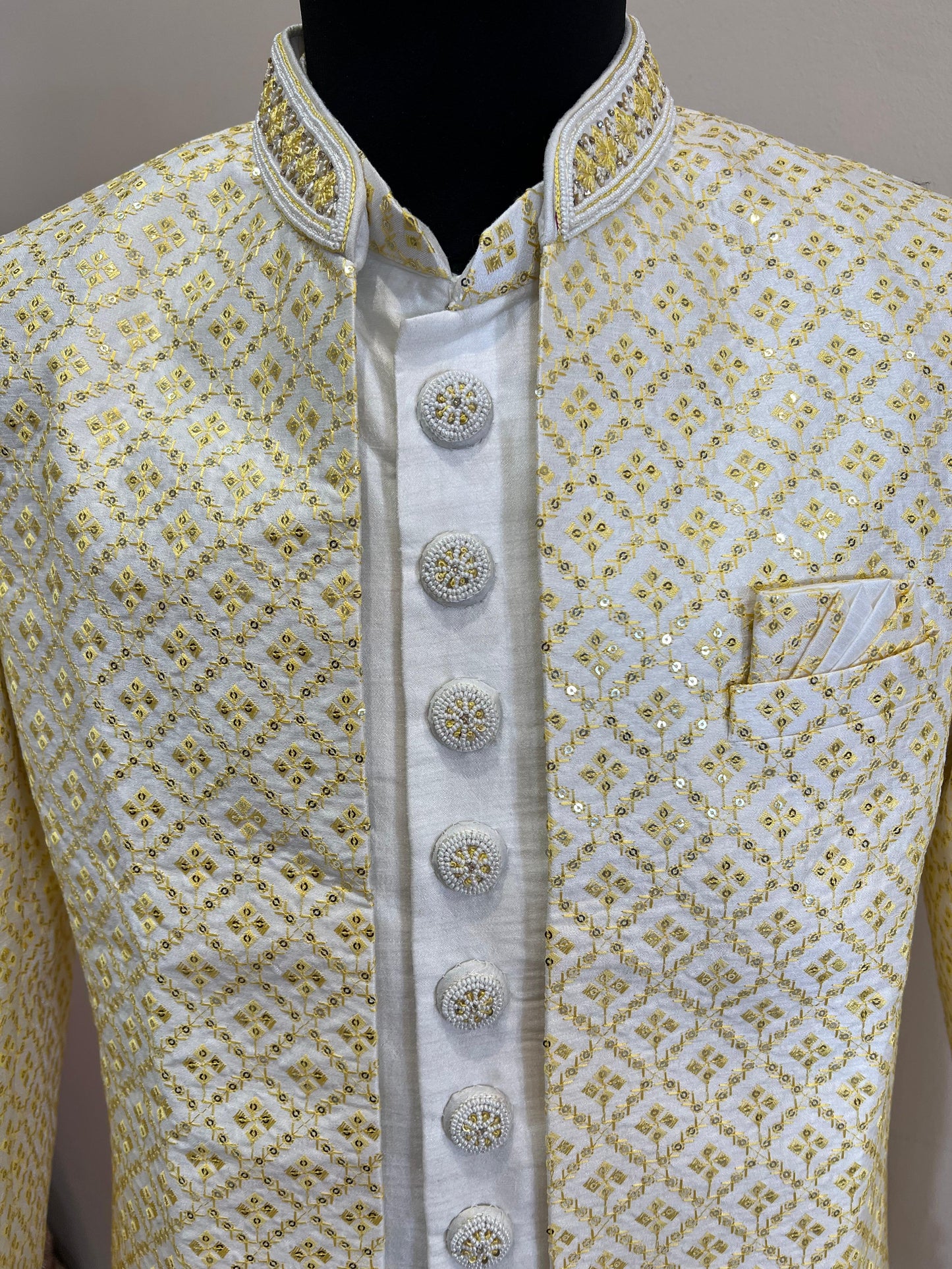 Sharvani in Creme Gold/Gelb