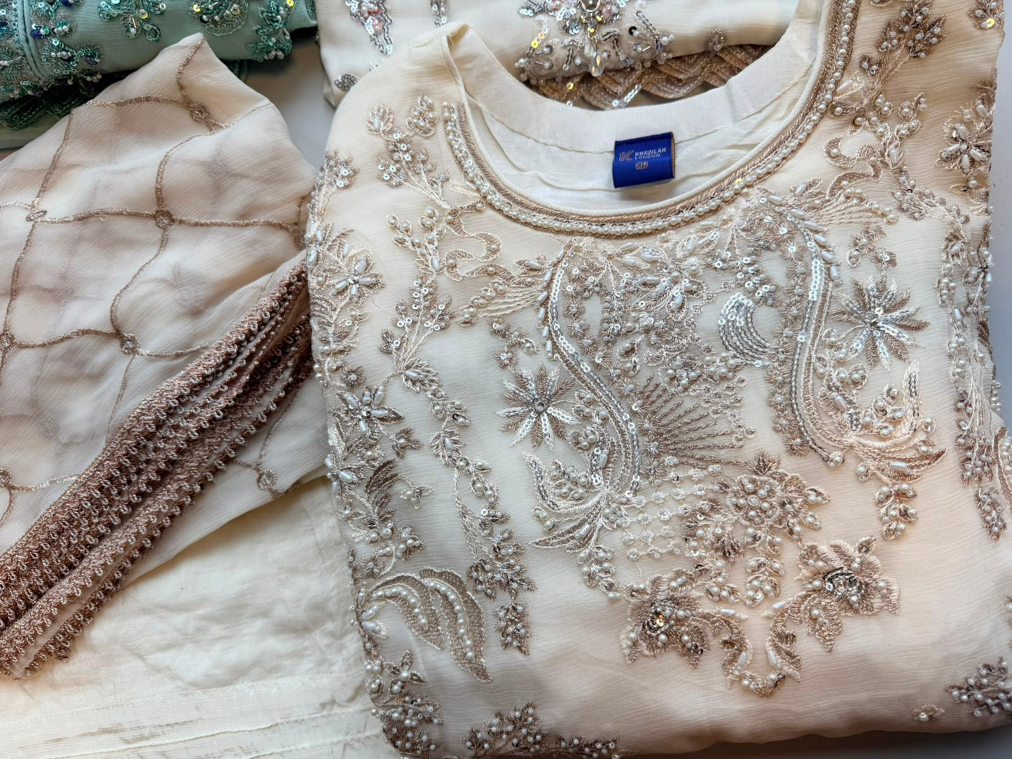 Luxury Embroidered Chiffon Collection- off white