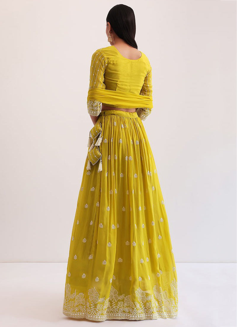 Mustard Georgette Lehenga Choli