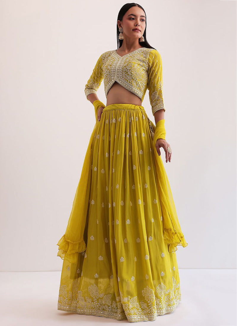Mustard Georgette Lehenga Choli