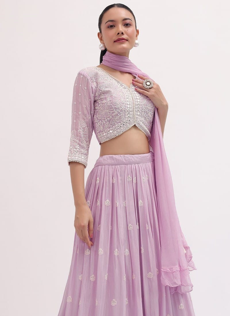 Baby Pink Georgette Lehenga Choli