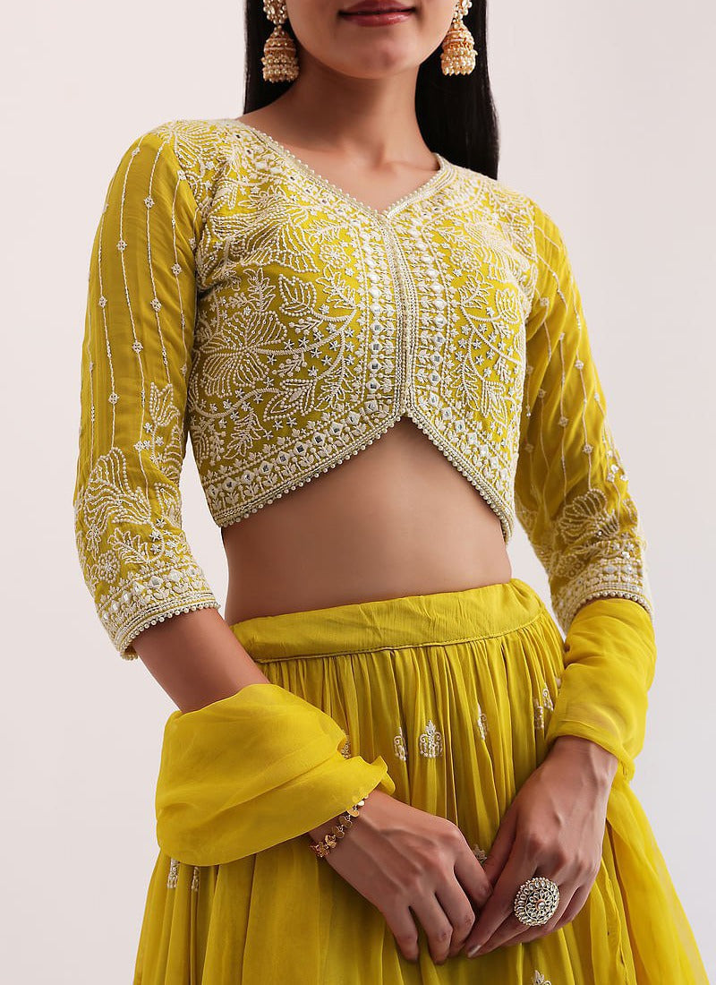 Mustard Georgette Lehenga Choli