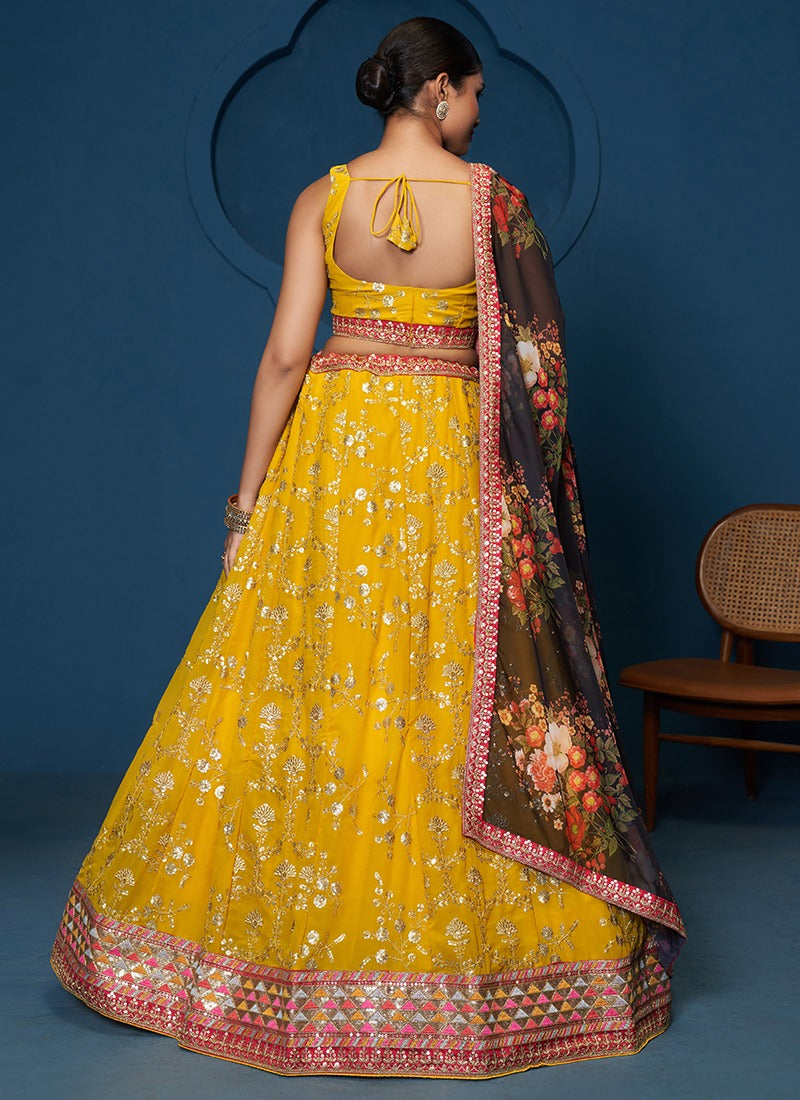 Yellow Georgette Lehenga Choli