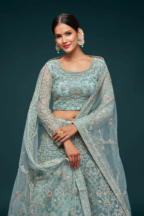 Himmelblau Türkis Lehenga Choli