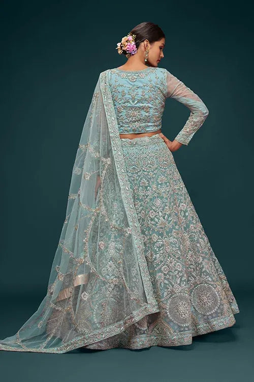 Himmelblau Türkis Lehenga Choli