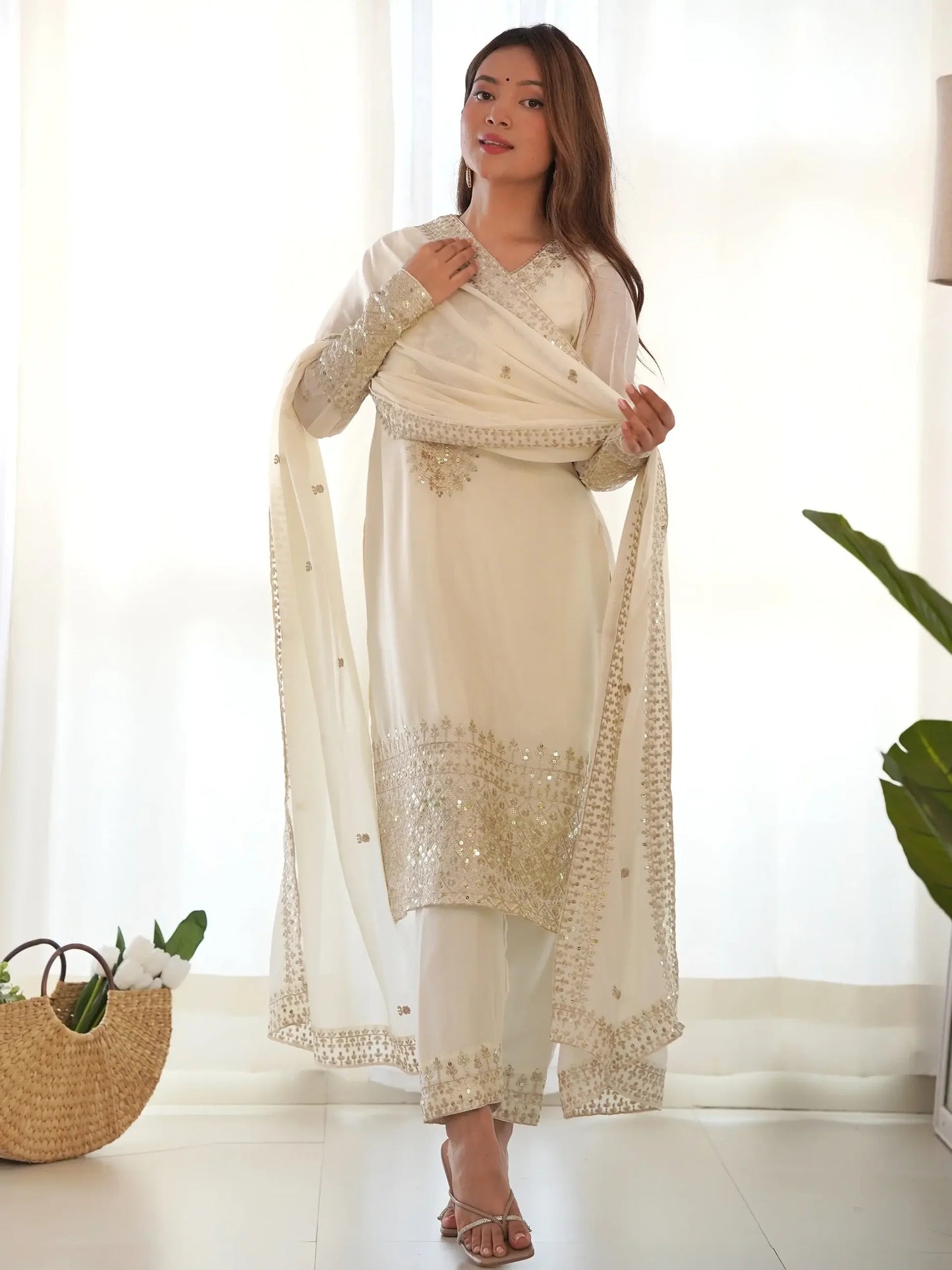 White Chinon Suit