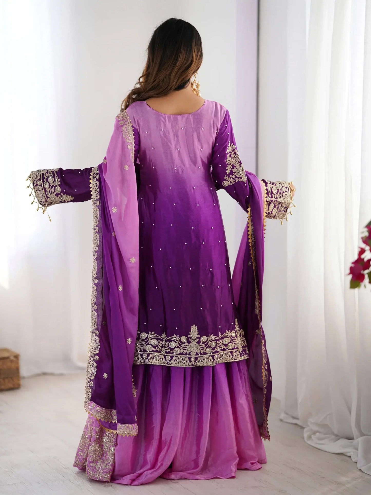 Elegantes Violettes Chinon Sharara-Set