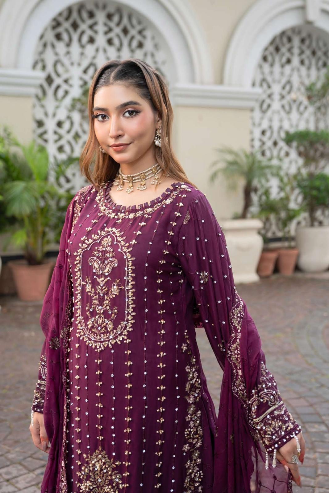Chiffon Lux Embroidered Suit- design 6-