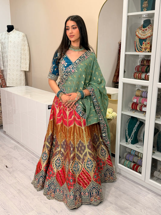 Banarasi Silk Multi Color Lehenga Choli B2