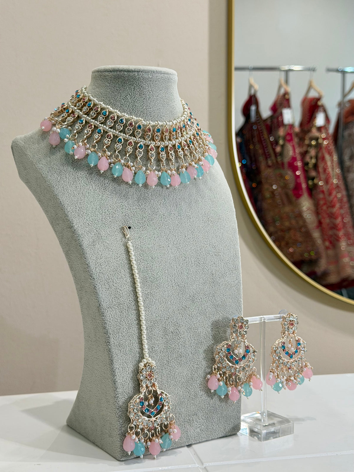 Powder Blue & Rose Jewellery Set