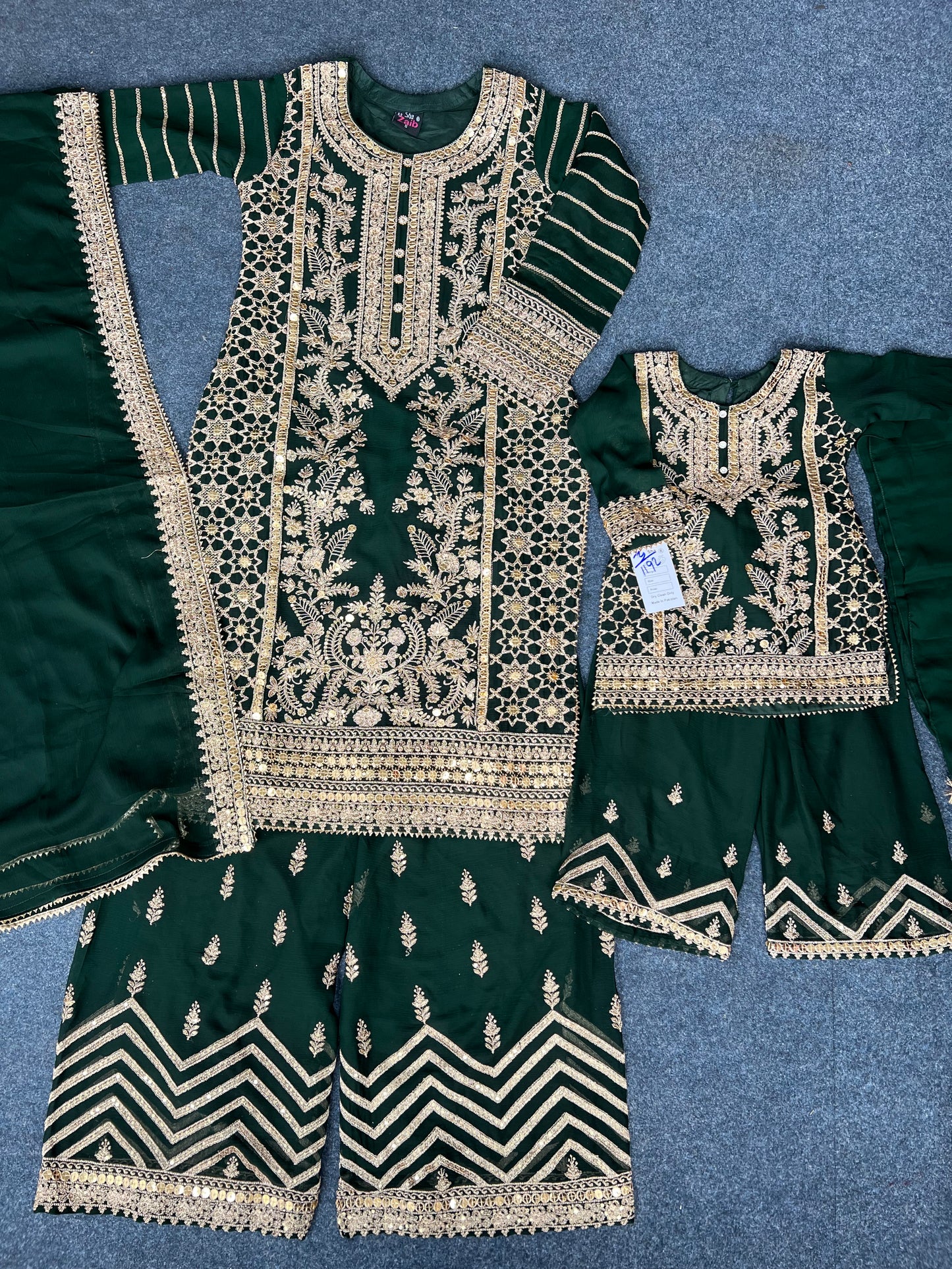 Mother & Daughter Palazzo Suit- Bottle green
