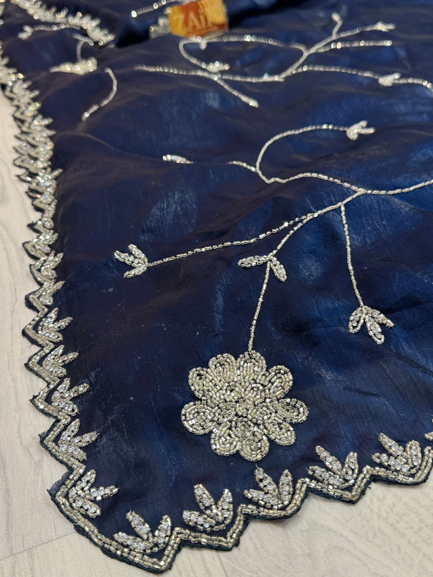 Midnight Blue Handworked Saree