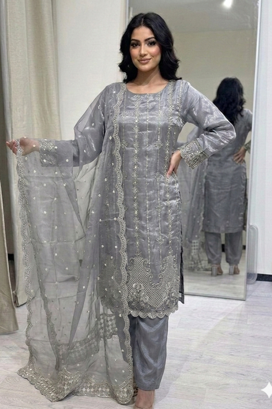 Sheesha Silk – Eid Collection- Silver