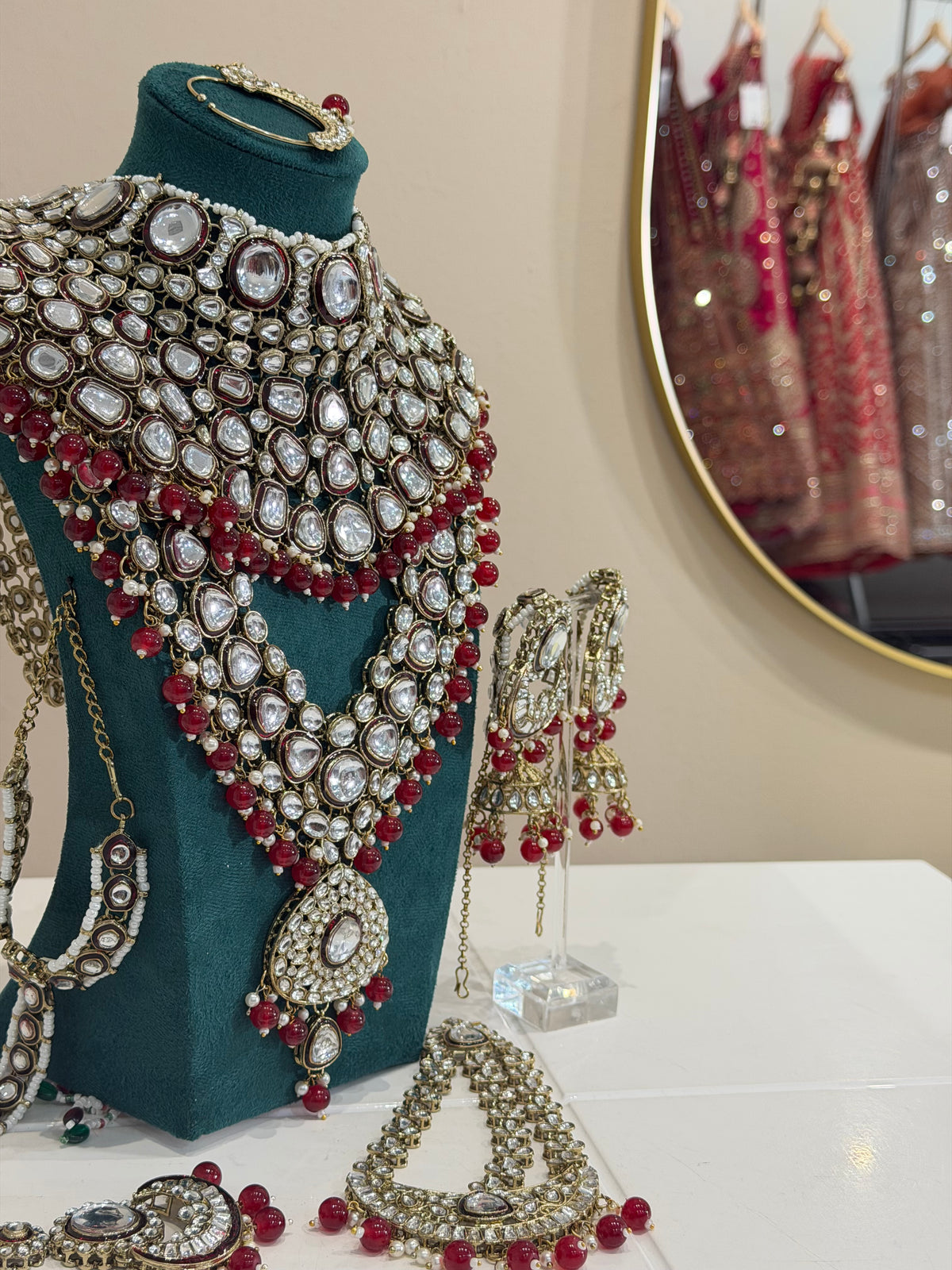 Maroon Kundan Bridal Jewellery Set