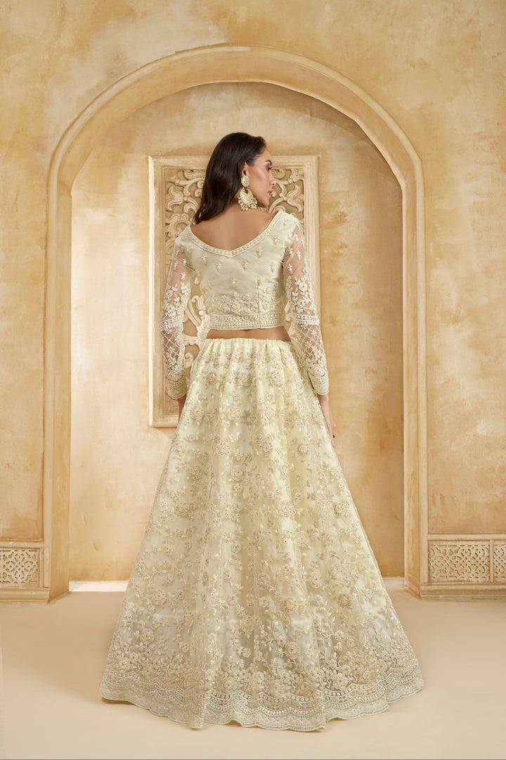 Off White Net & Silk Lehenga 6