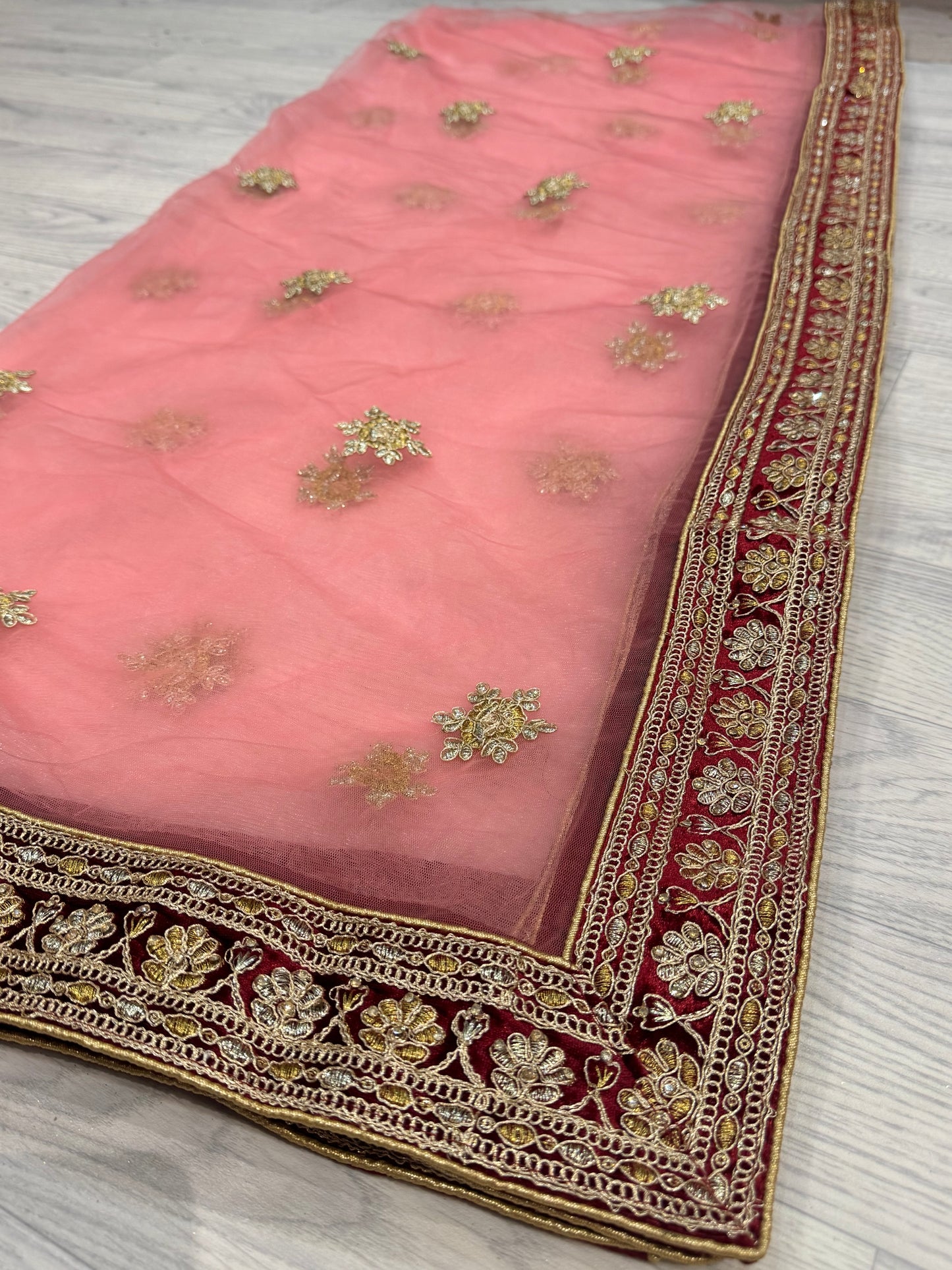 Pink Net Dupatta