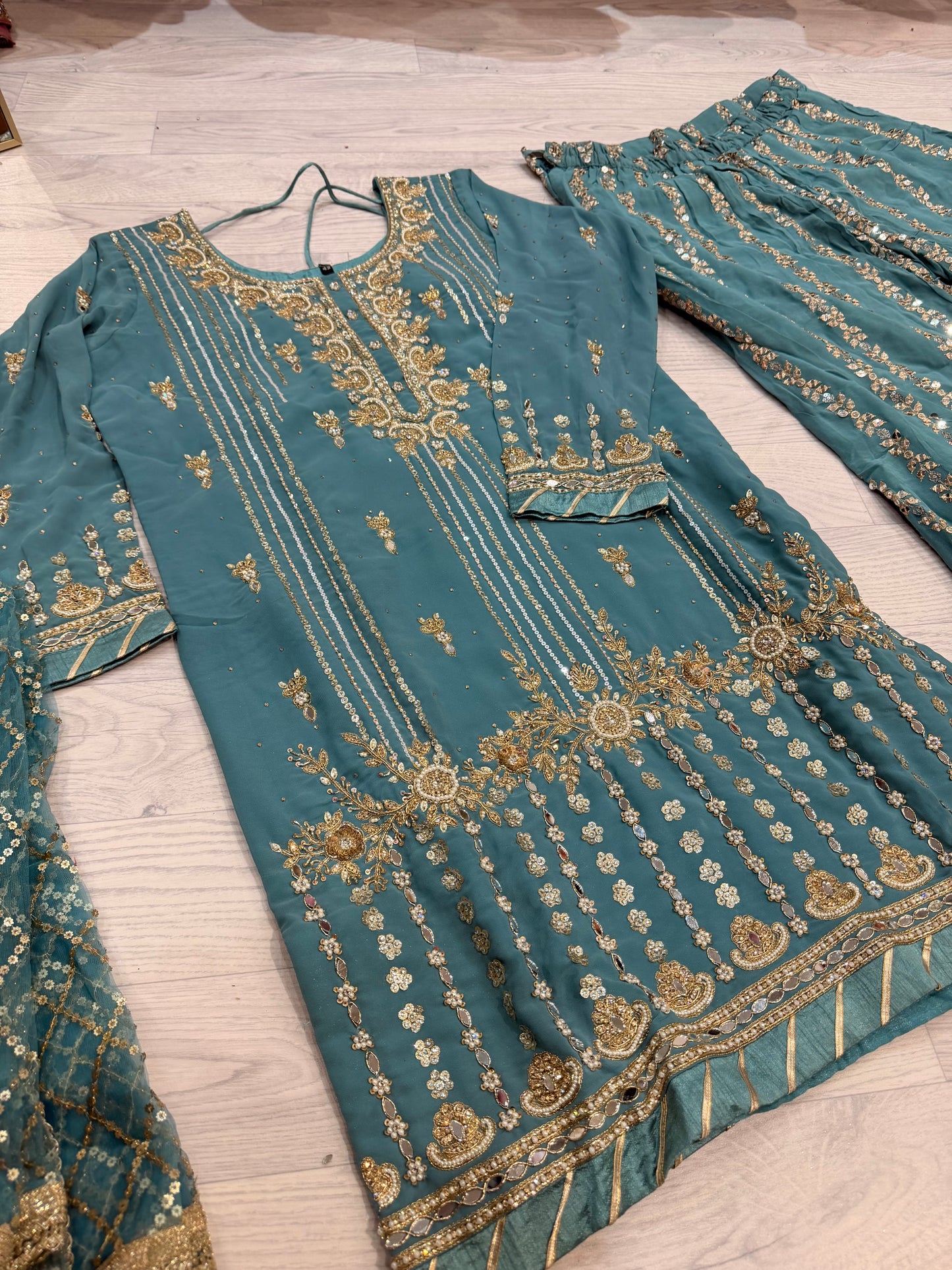 Sky Blue – Heavy Georgette Sharara Suit