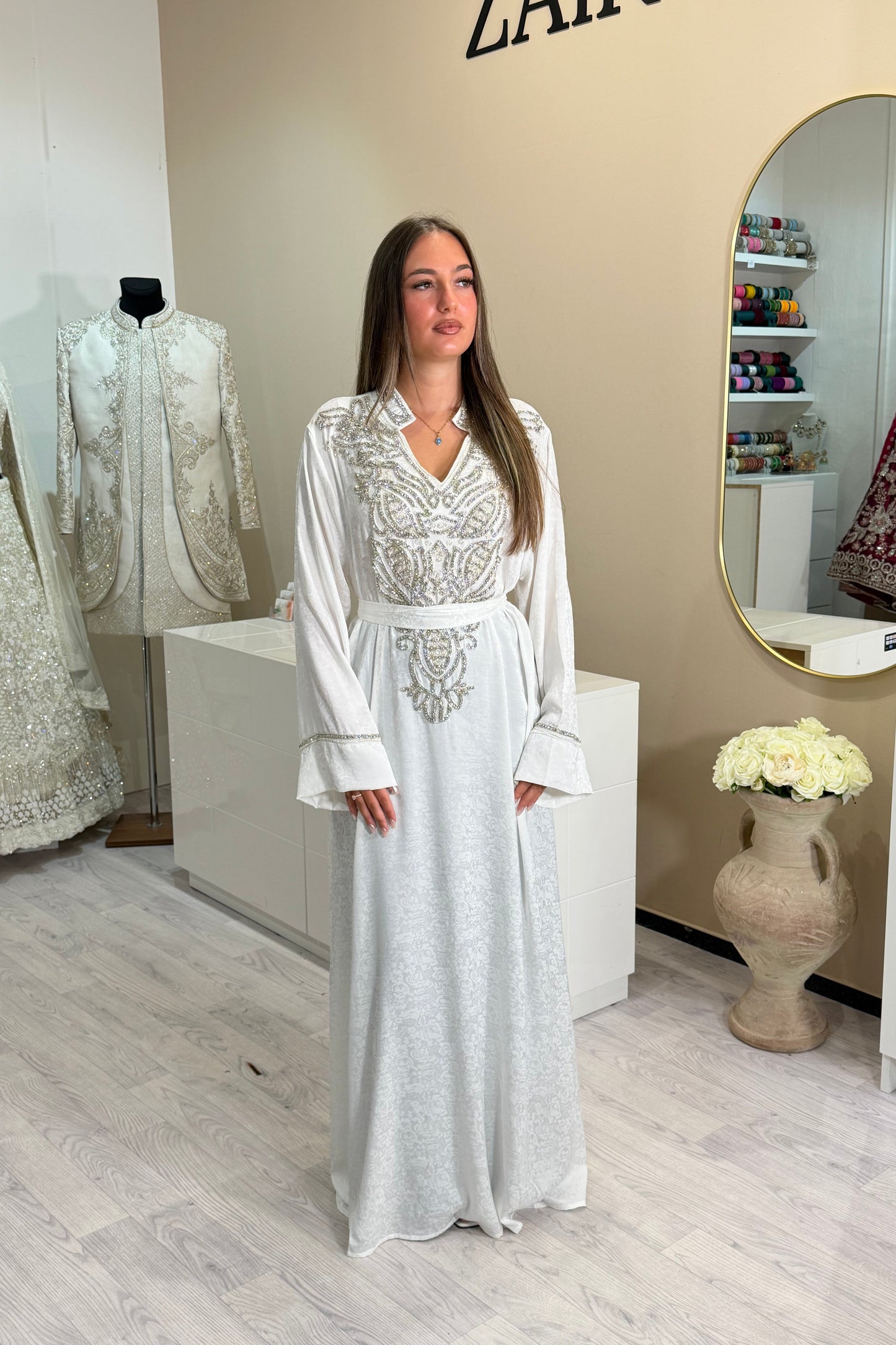 white Kaftan + Strass