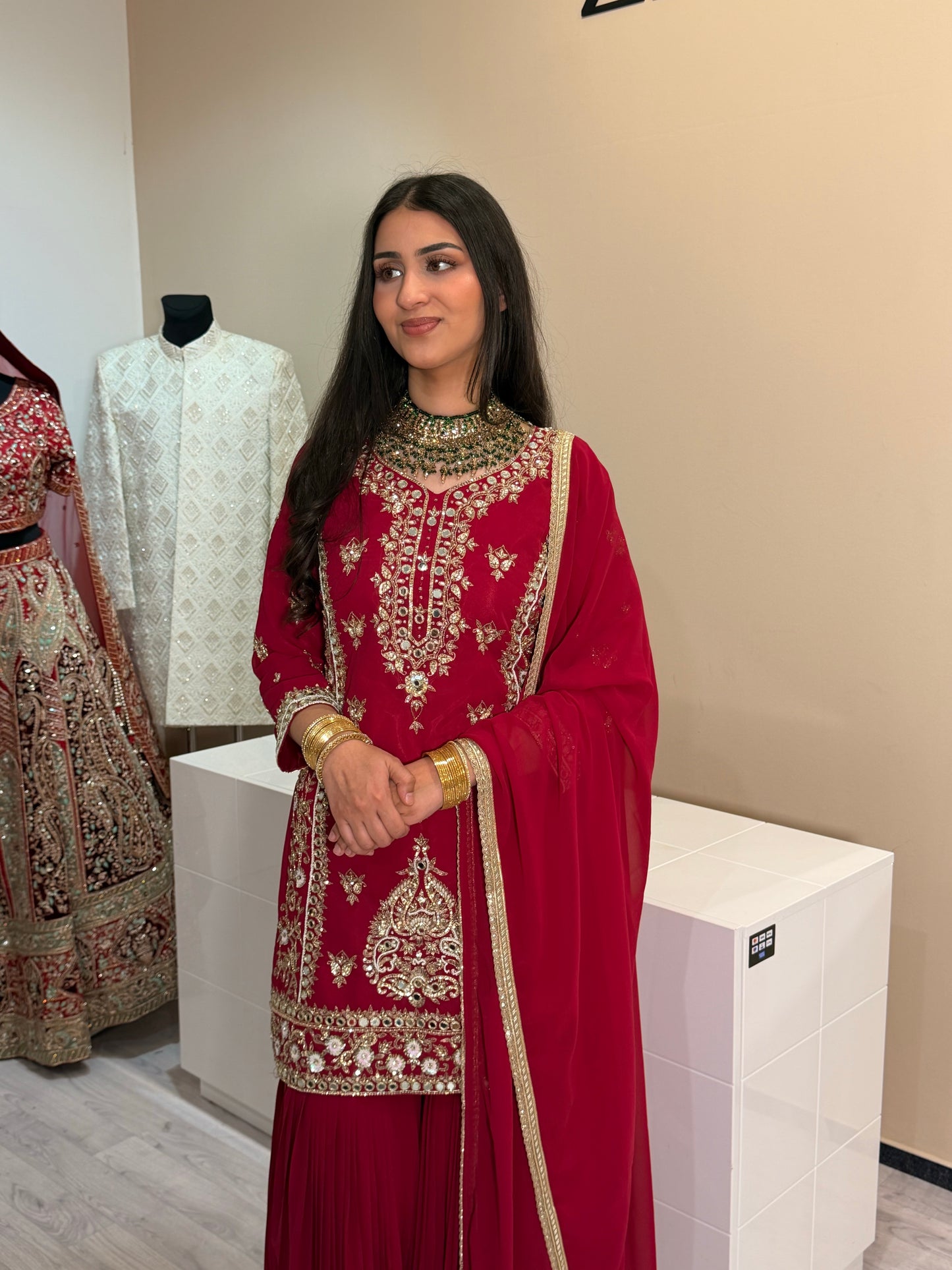 Hot Pink Elegance – Heavy Georgette Embroidery and Handwork  Sharara