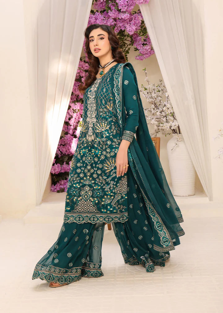 Teal Chiffon Suit 2044