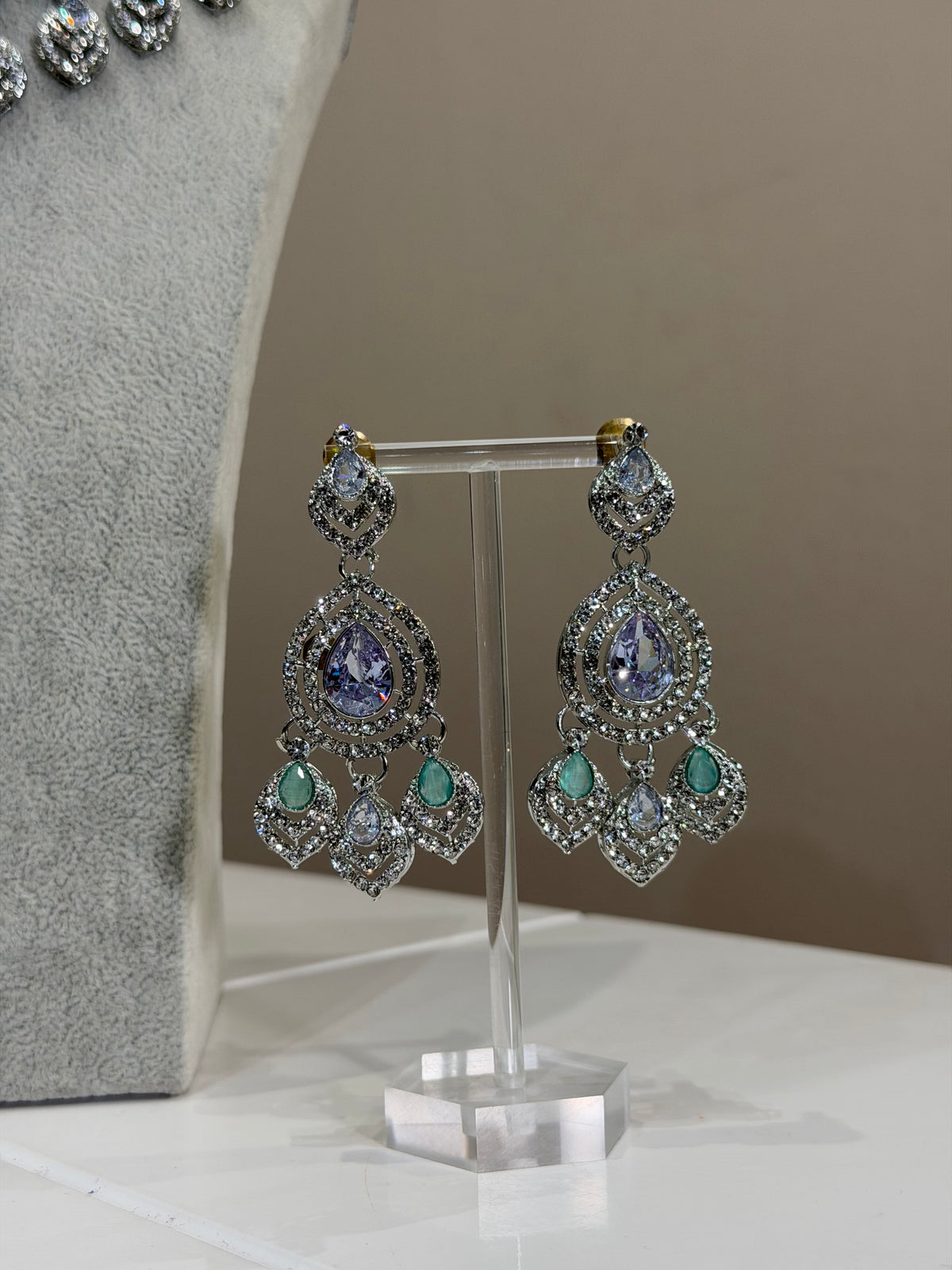Aqua / Silver AD Jewellery Set