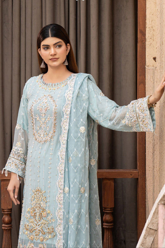 Chiffon Lux Embroidered Suit- design 3